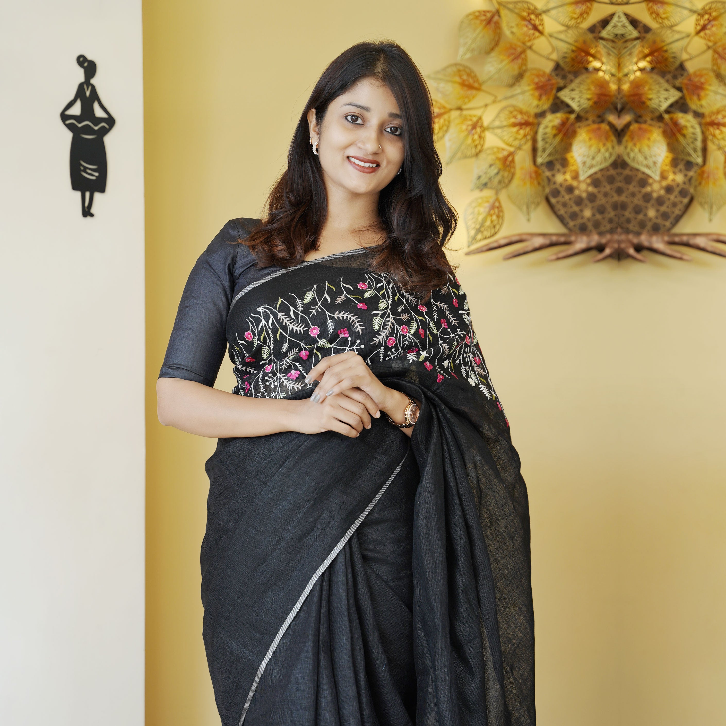 Load image into Gallery viewer, Pure Linen Saree-4437( PRE-ORDER)