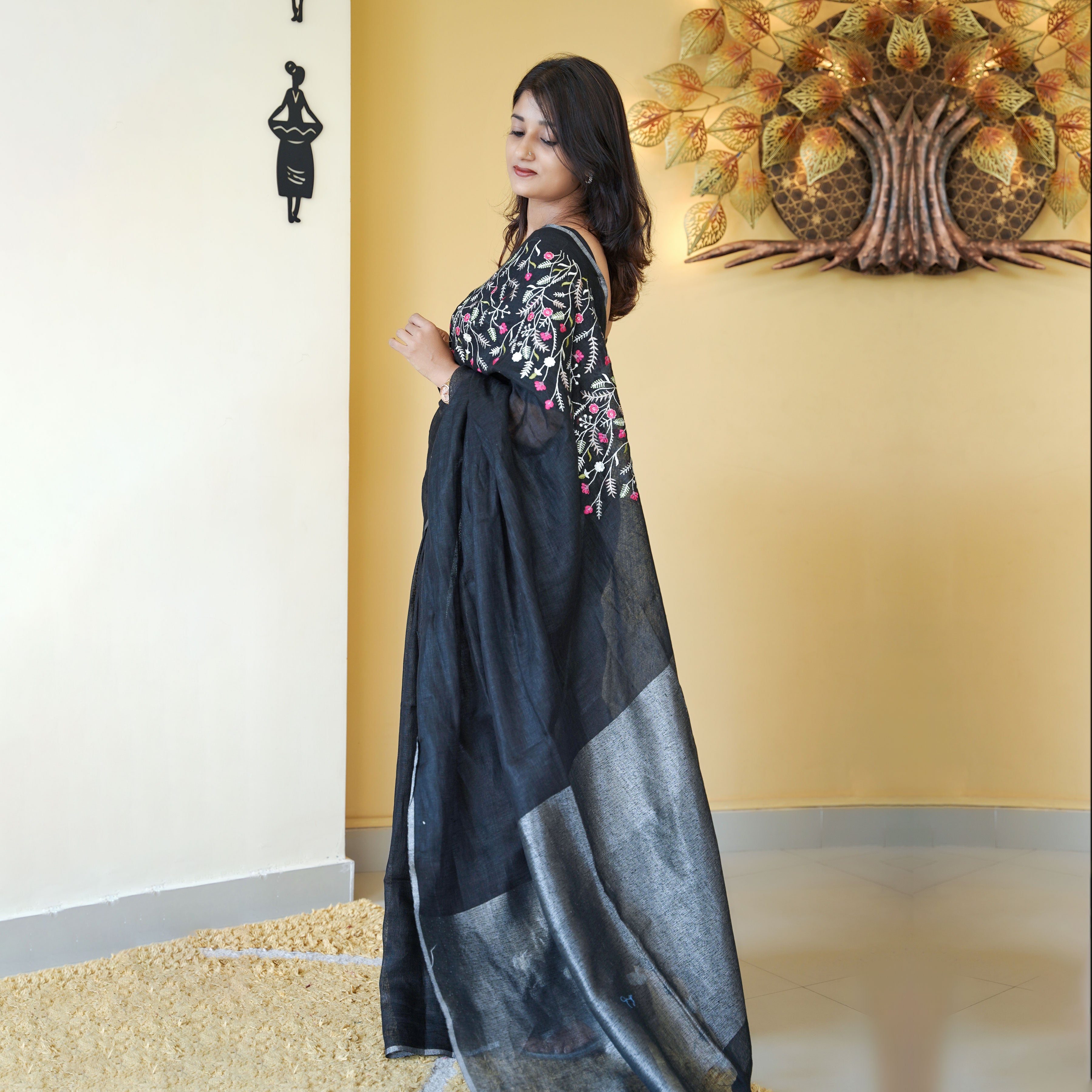 Load image into Gallery viewer, Pure Linen Saree-4437( PRE-ORDER)