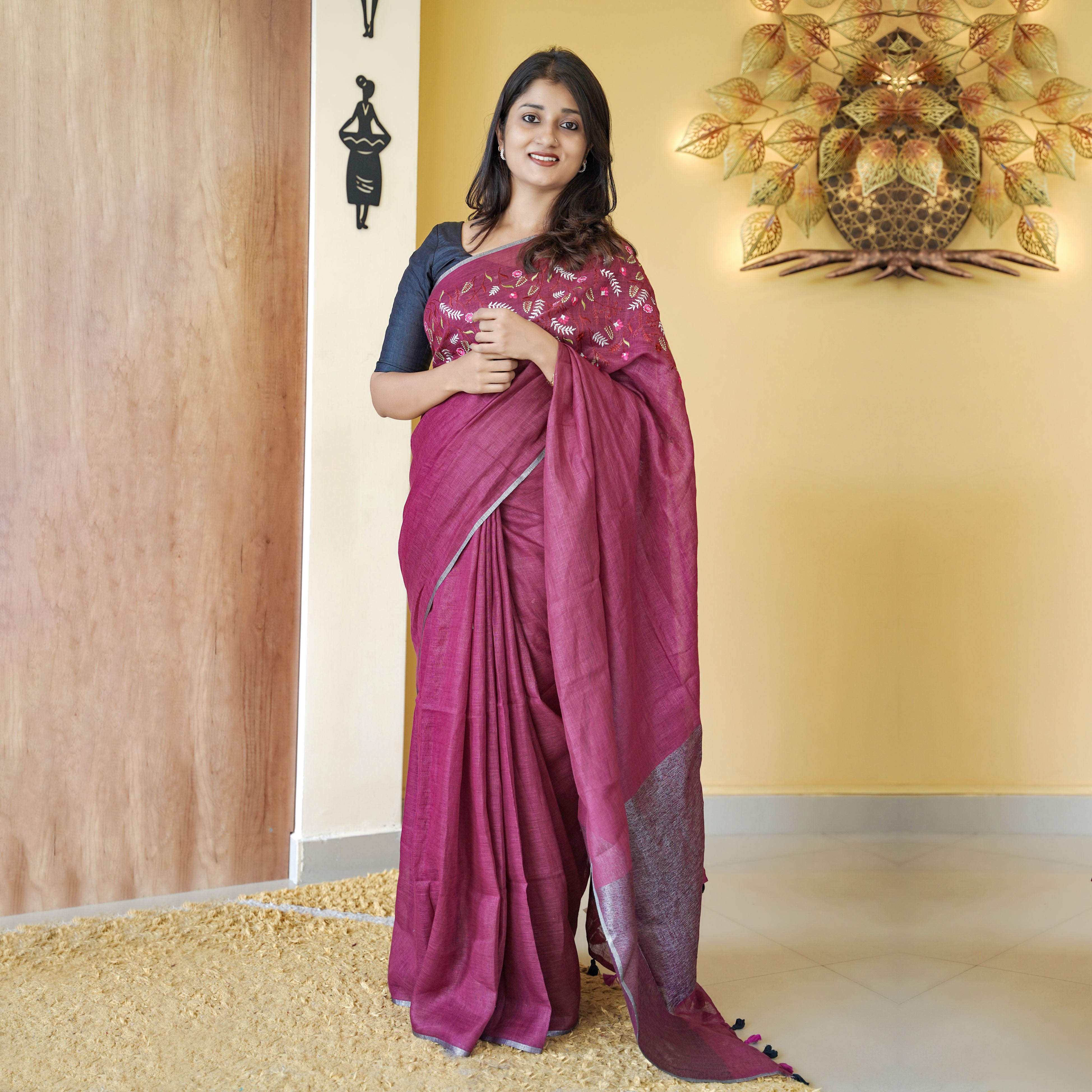Load image into Gallery viewer, Pure Linen Saree-4437( PRE-ORDER)