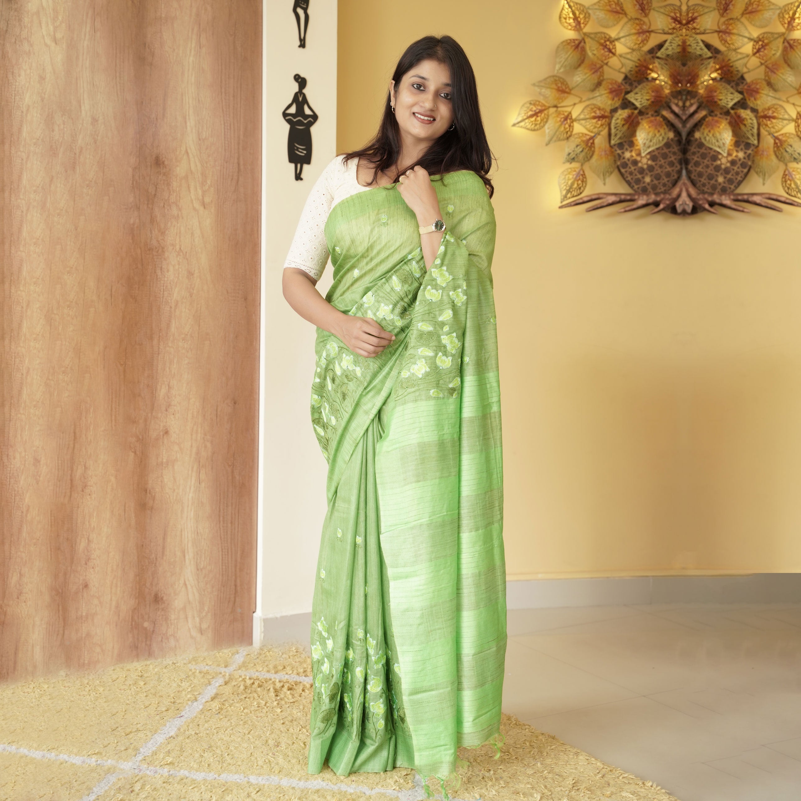 Load image into Gallery viewer, Linen Basuwada Saree (pre-order) - 4438