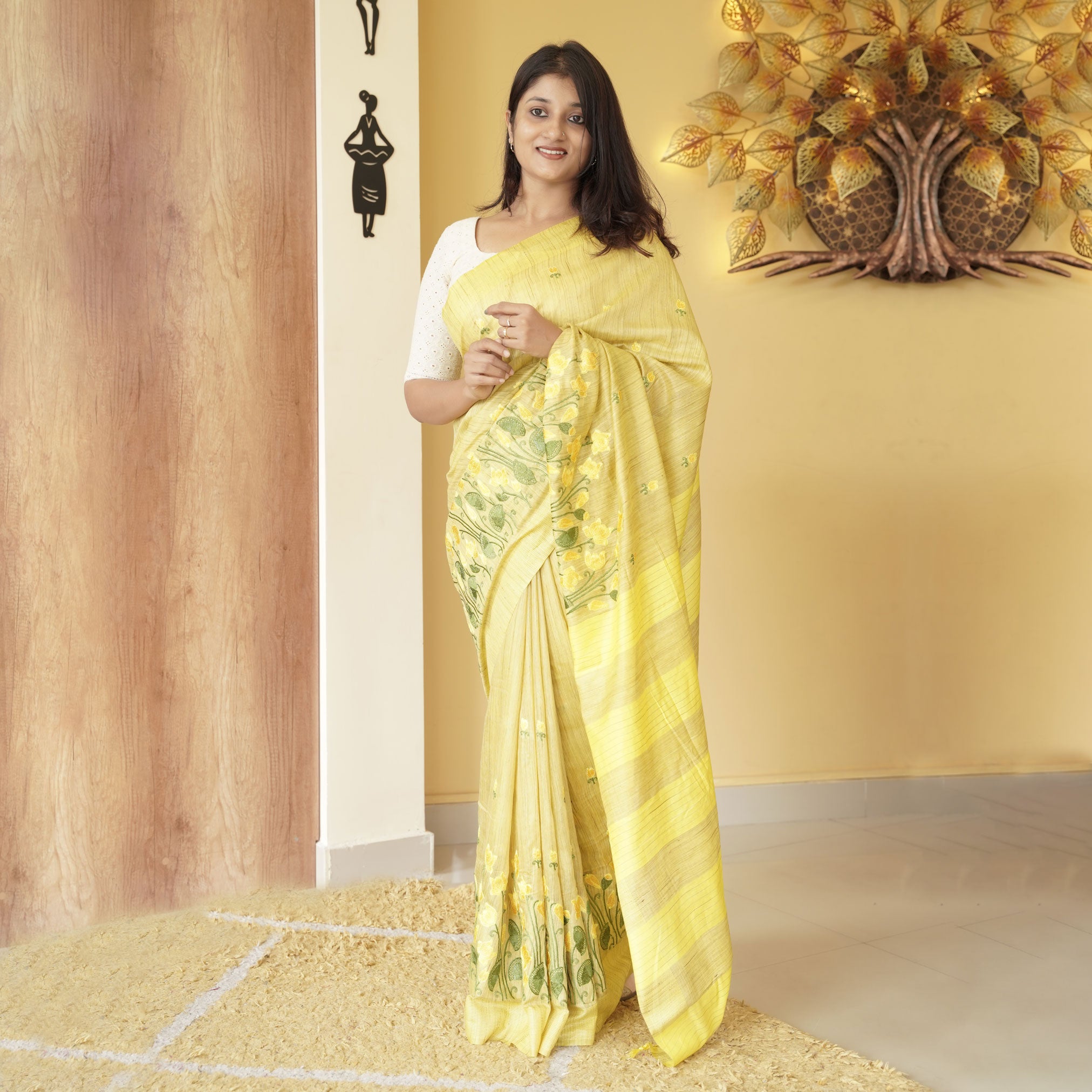 Load image into Gallery viewer, Linen Basuwada Saree (pre-order) - 4438