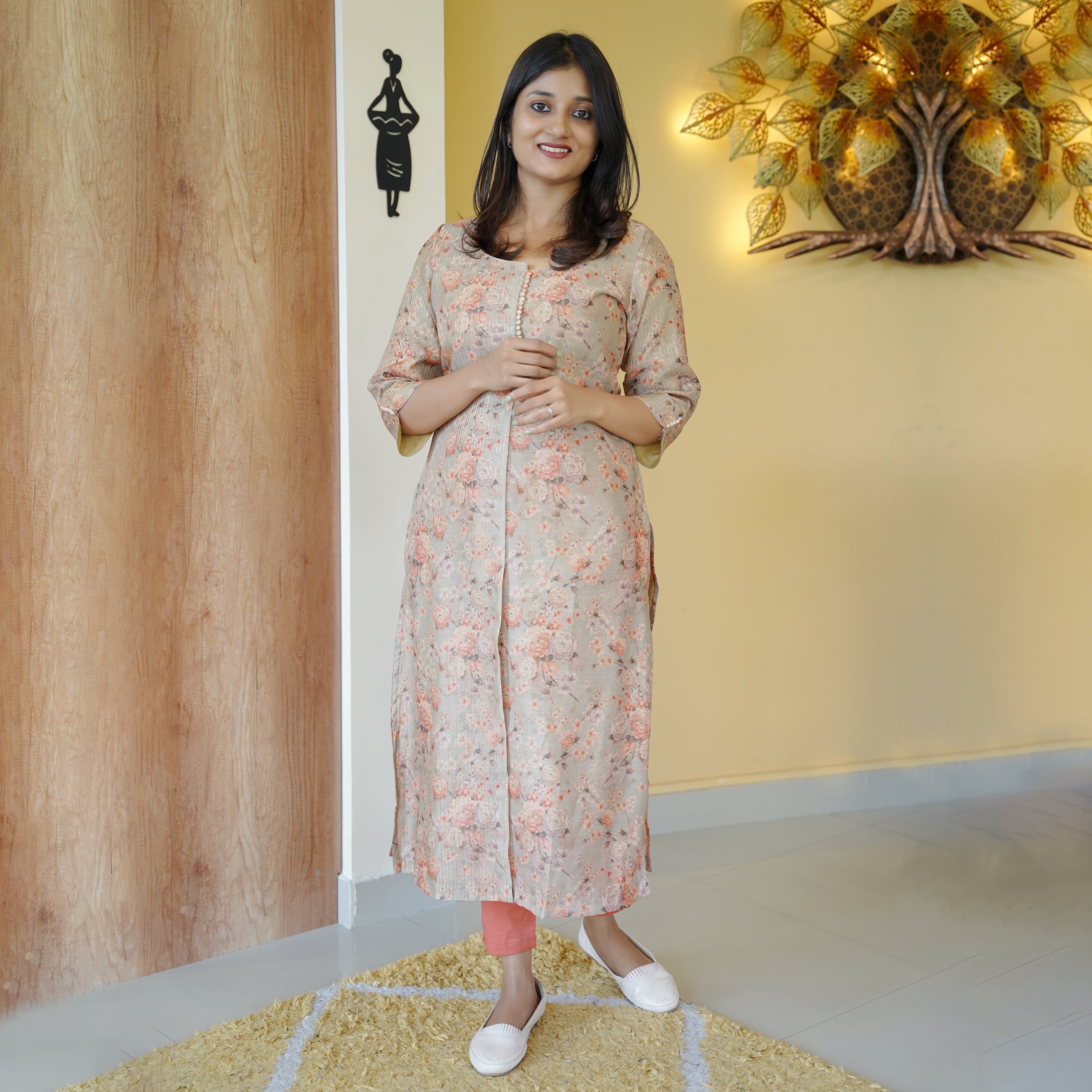 Load image into Gallery viewer, Chanderi Silk Kurti - 4463