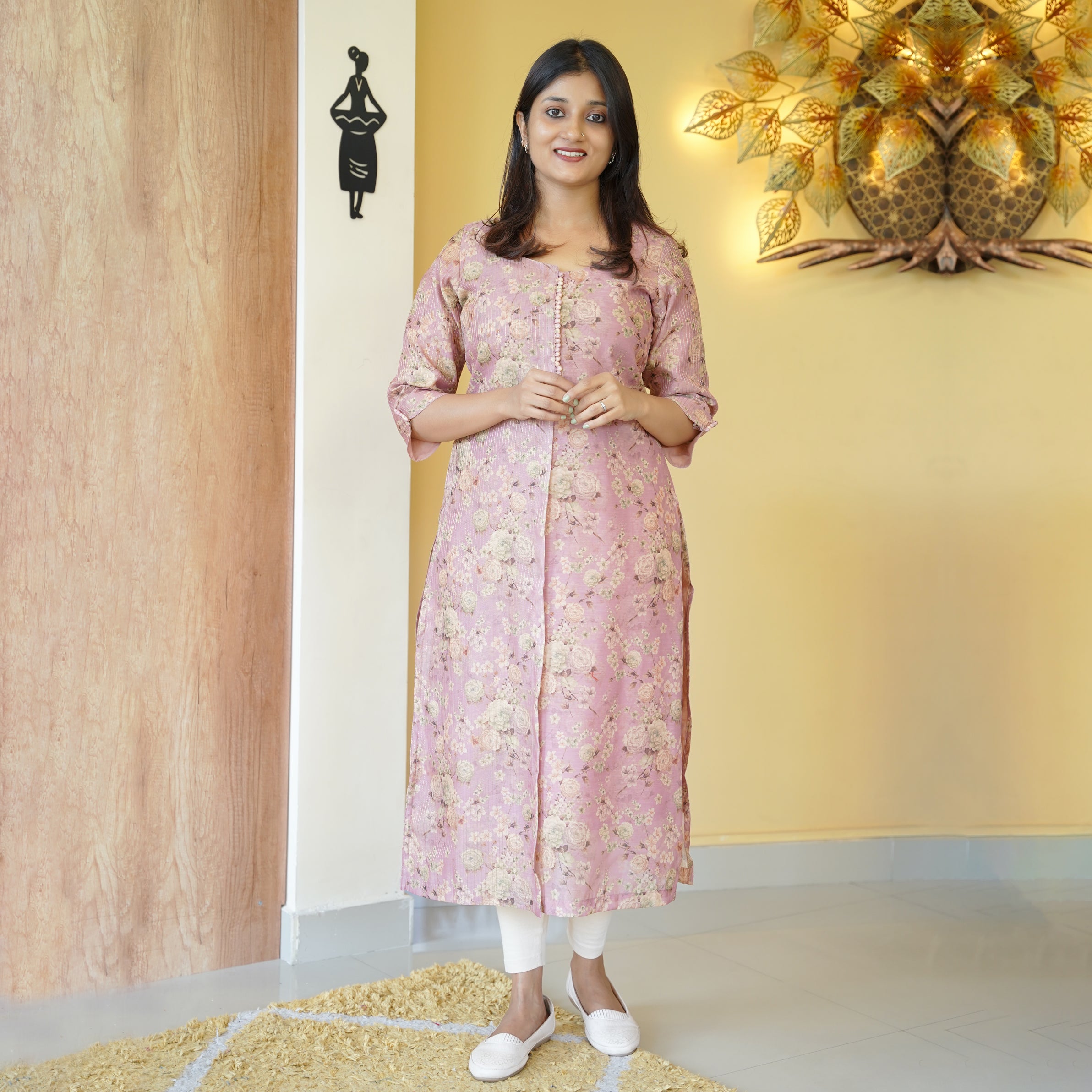 Load image into Gallery viewer, Chanderi Silk Kurti - 4463