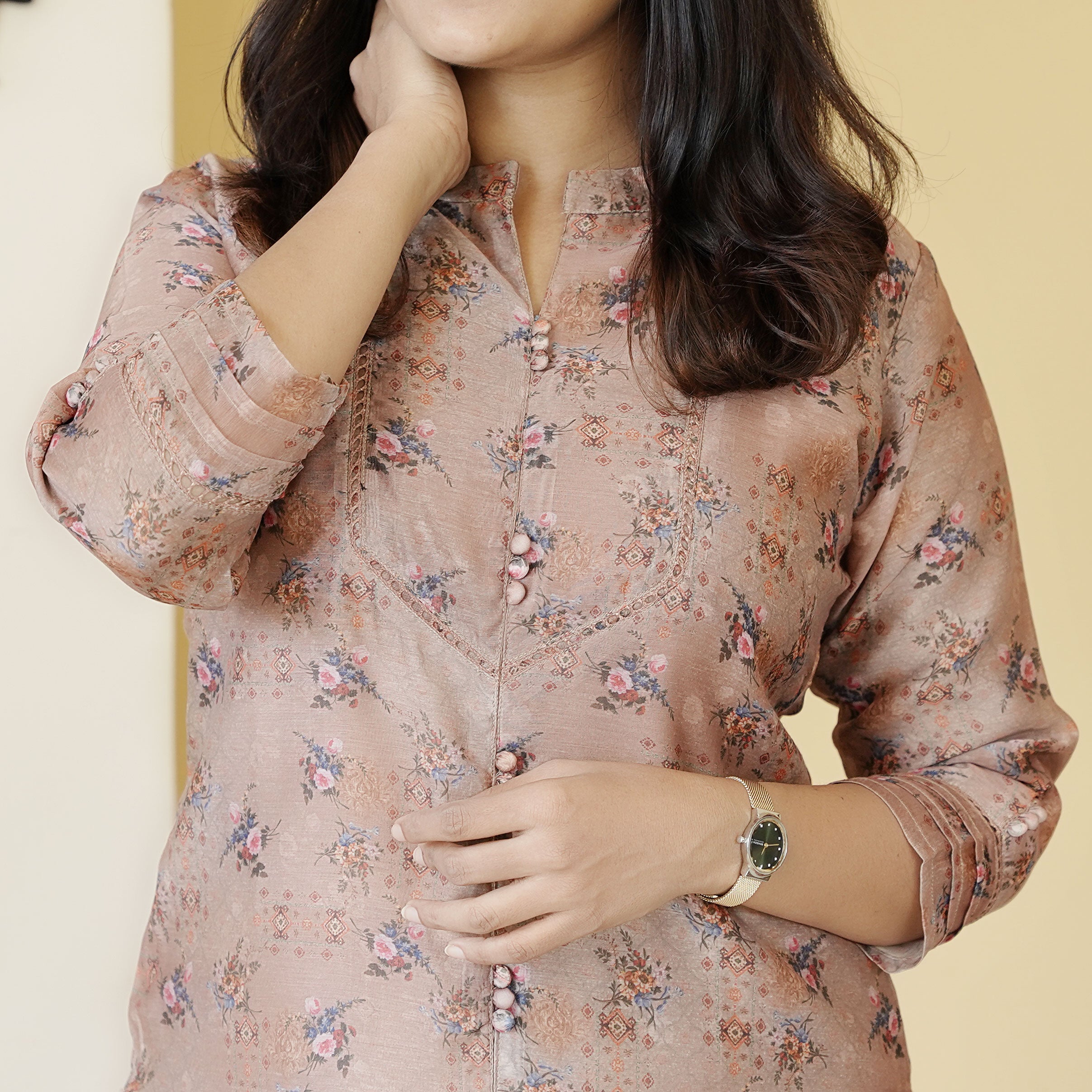 Load image into Gallery viewer, Printed Chanderi Kurti-4131