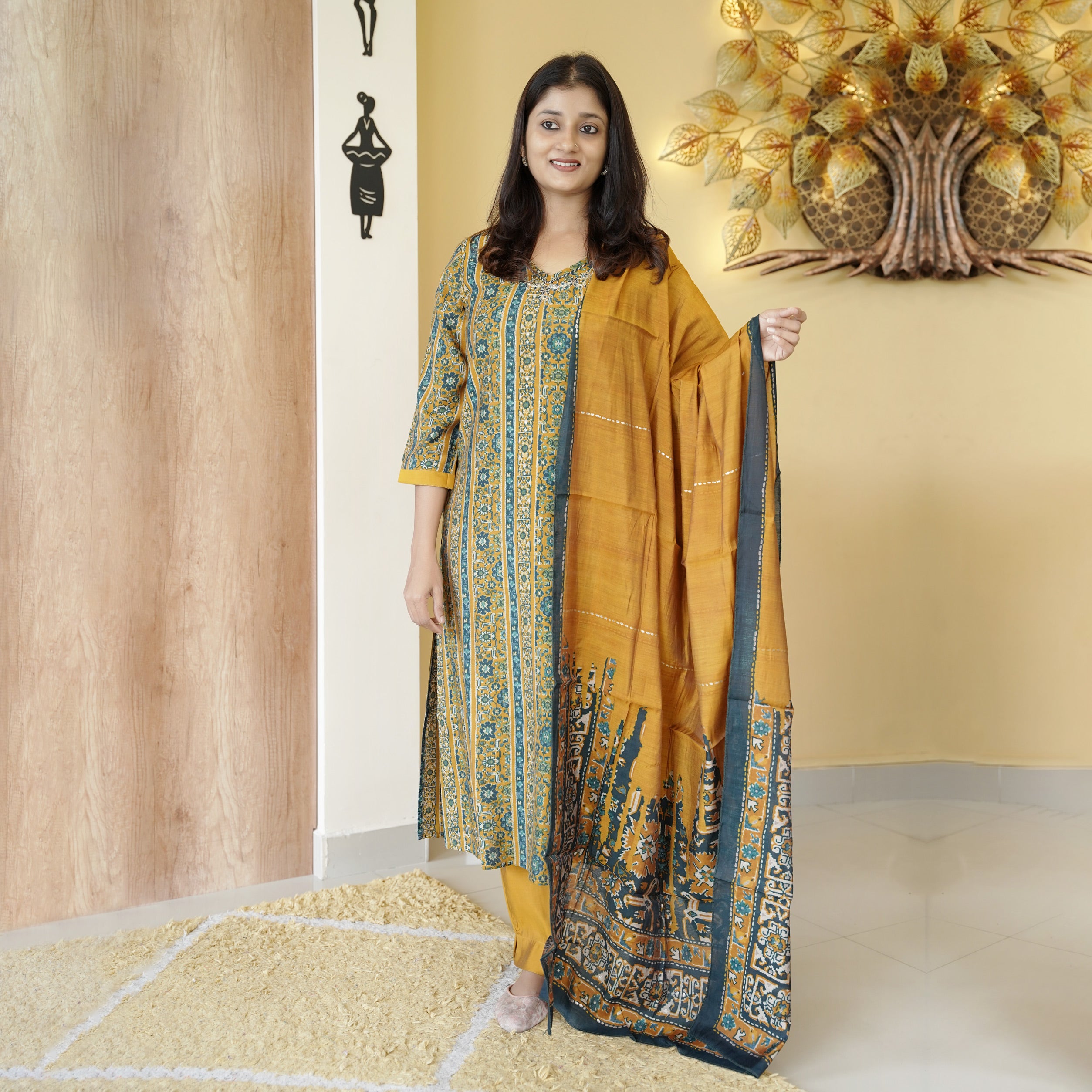 Load image into Gallery viewer, Muslin Silk Kurti Set-4321