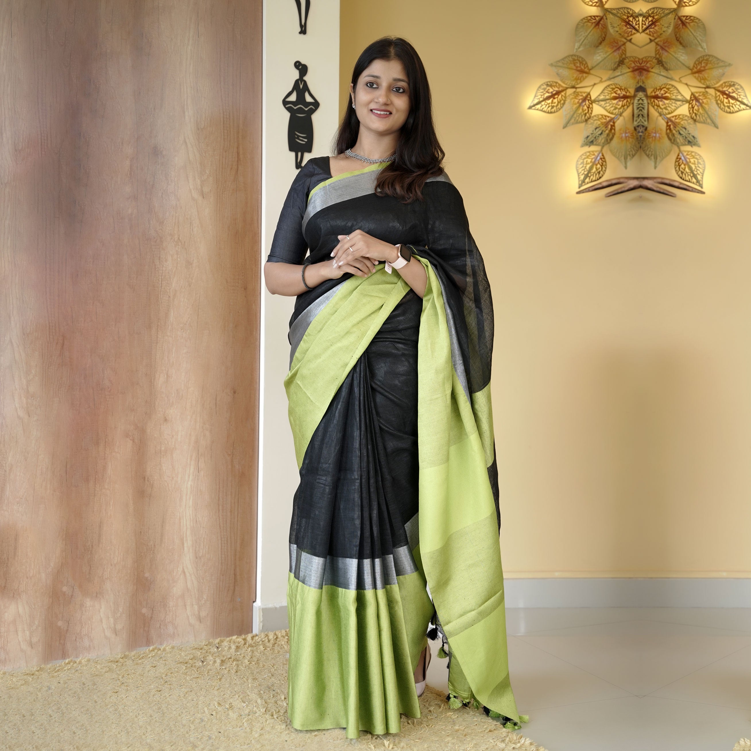 Load image into Gallery viewer, Pure Linen Saree-4440(pre-order)