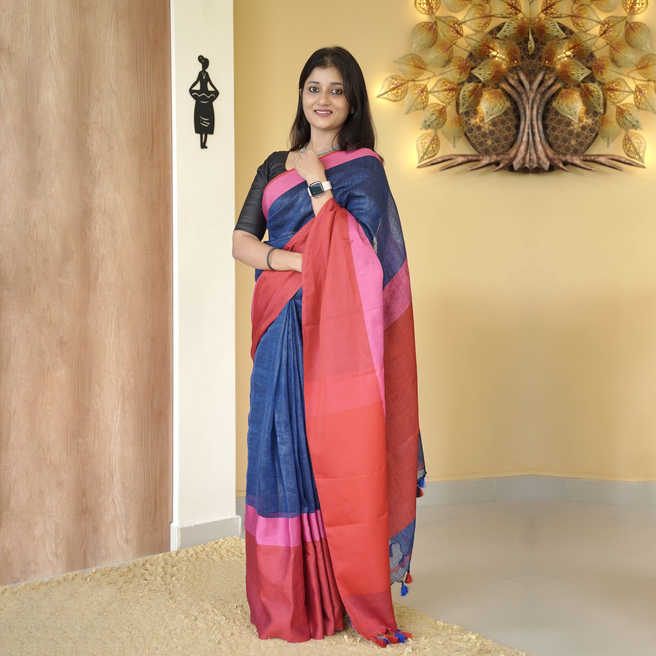Load image into Gallery viewer, pure linen saree-4440( pre-order)