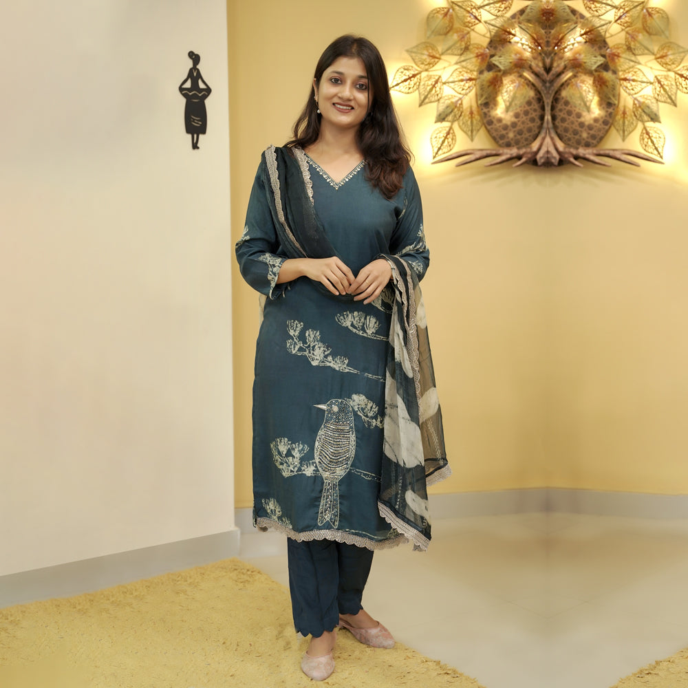 Load image into Gallery viewer, MUSLIN SILK KURTI SET-4716