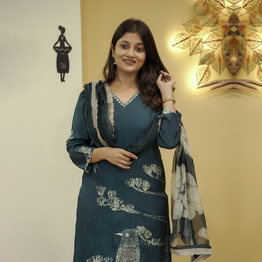 Load image into Gallery viewer, MUSLIN SILK KURTI SET-4716