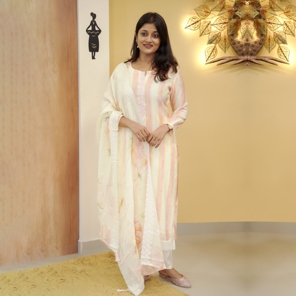 Load image into Gallery viewer, MUSLIN SILK KURTI SET -4719