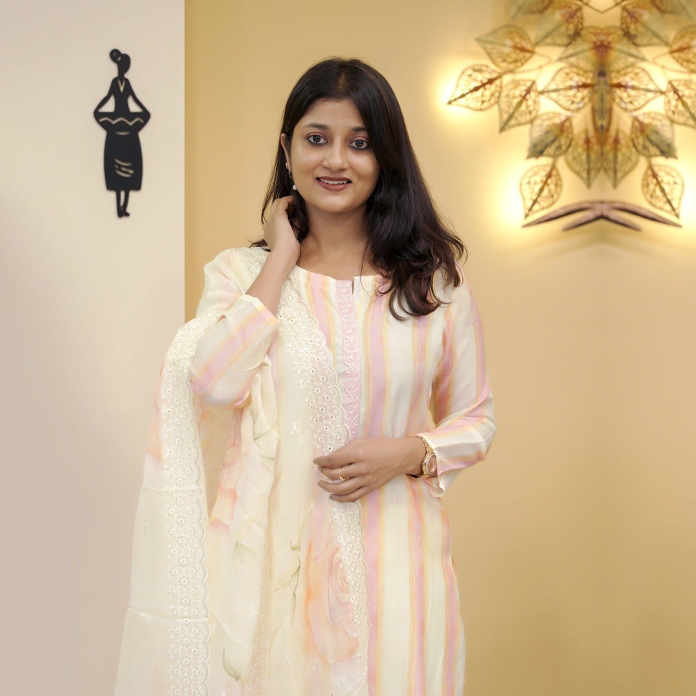 Load image into Gallery viewer, MUSLIN SILK KURTI SET -4719