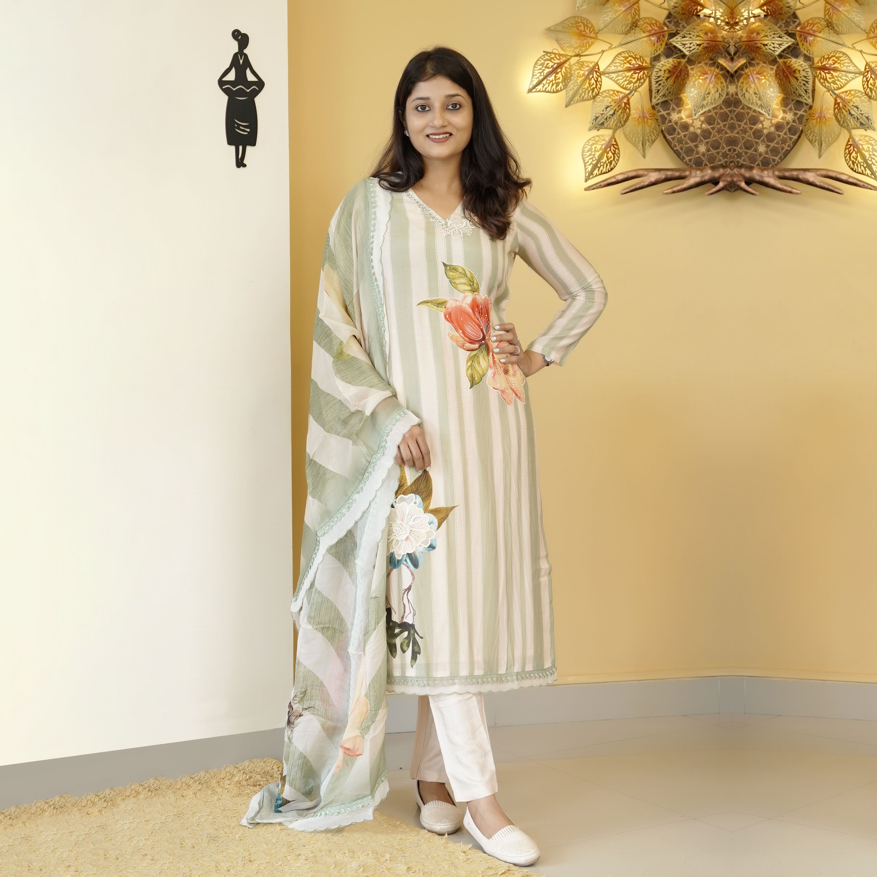 Load image into Gallery viewer, Pure Muslin Silk Kurti Set-4719
