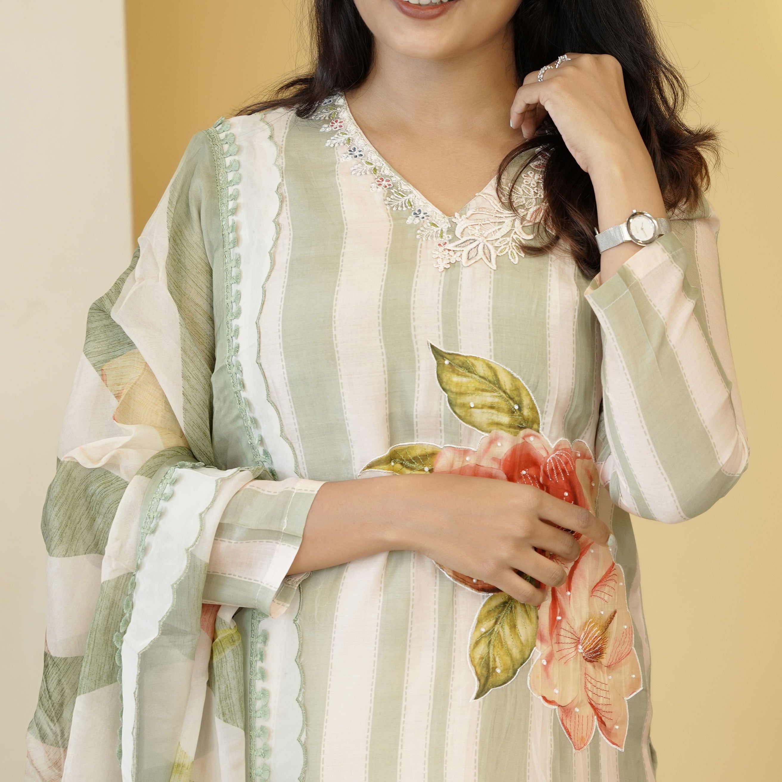 Load image into Gallery viewer, Pure Muslin Silk Kurti Set-4719