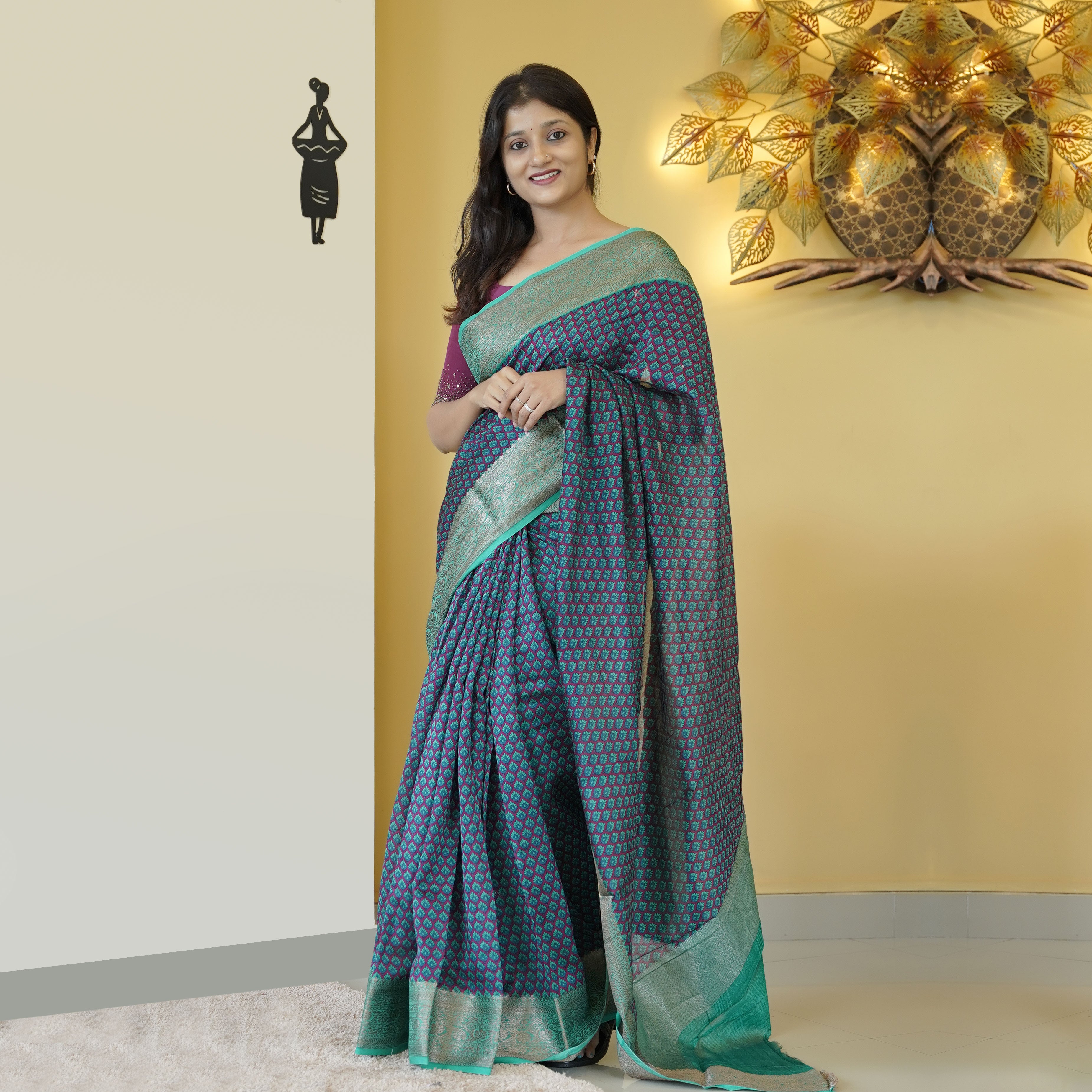 Load image into Gallery viewer, Chanderi Silk Banarasi Saree-4802