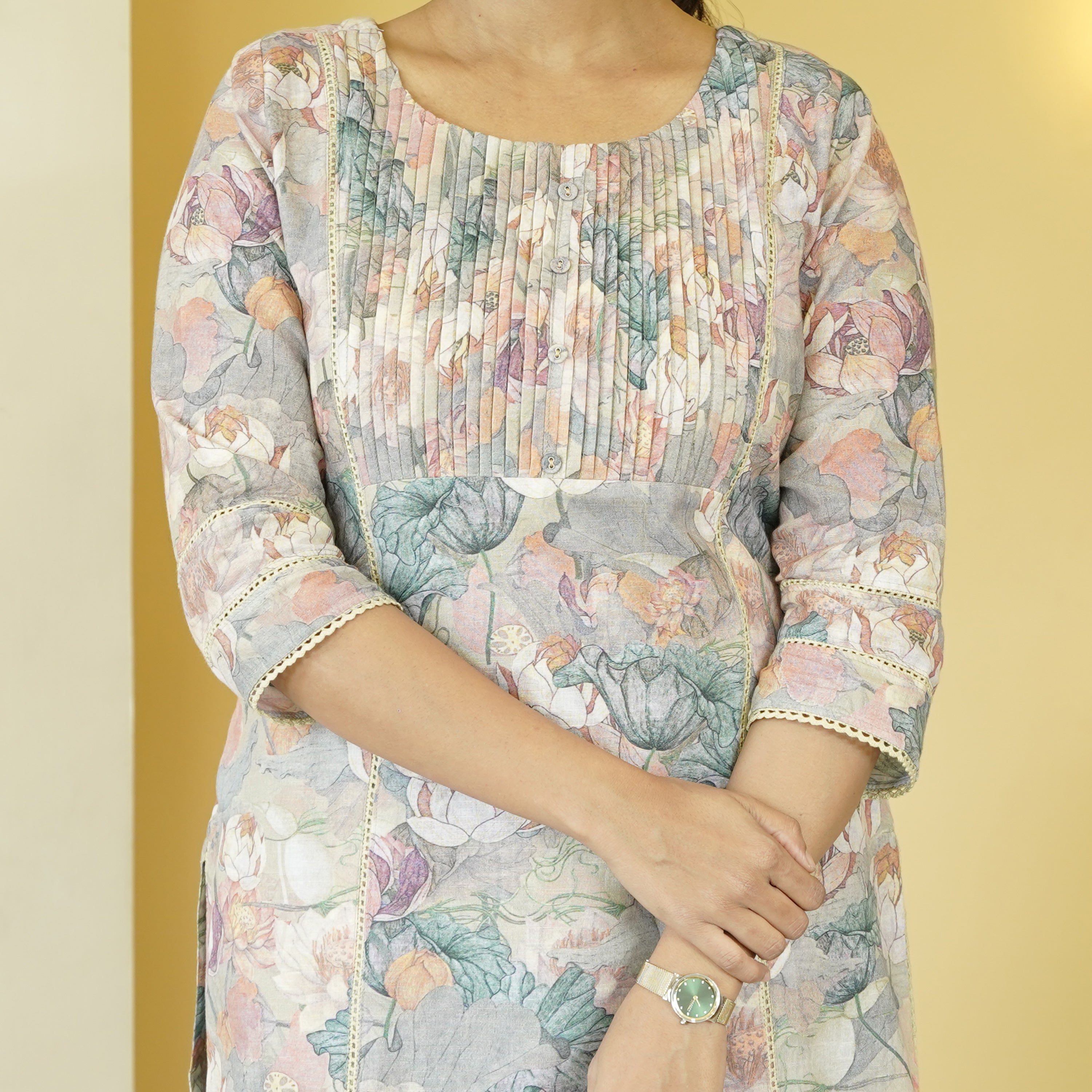 Load image into Gallery viewer, LINEN COTTON KURTI - 4977