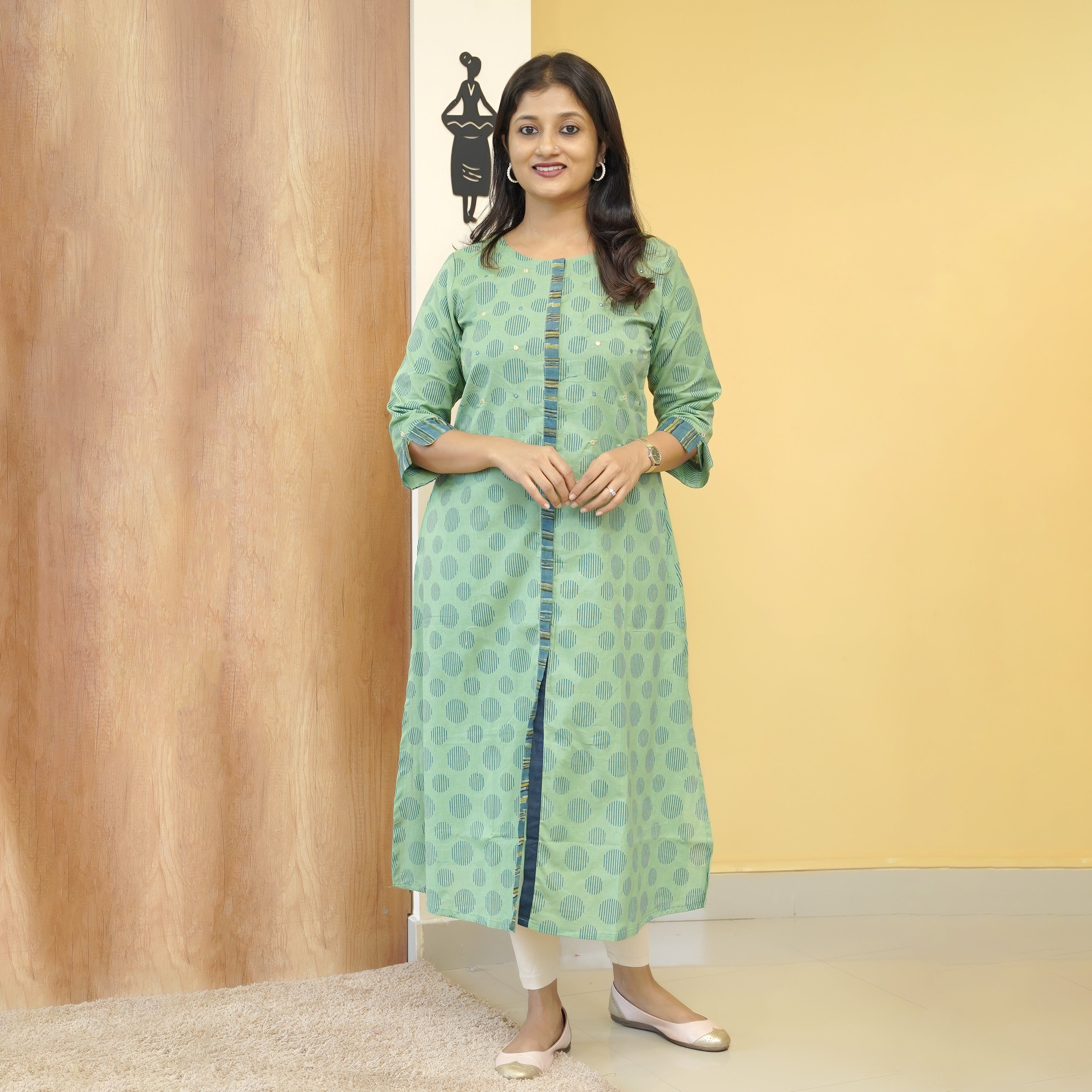 Load image into Gallery viewer, A-line Pure Cotton Kurti- 4875