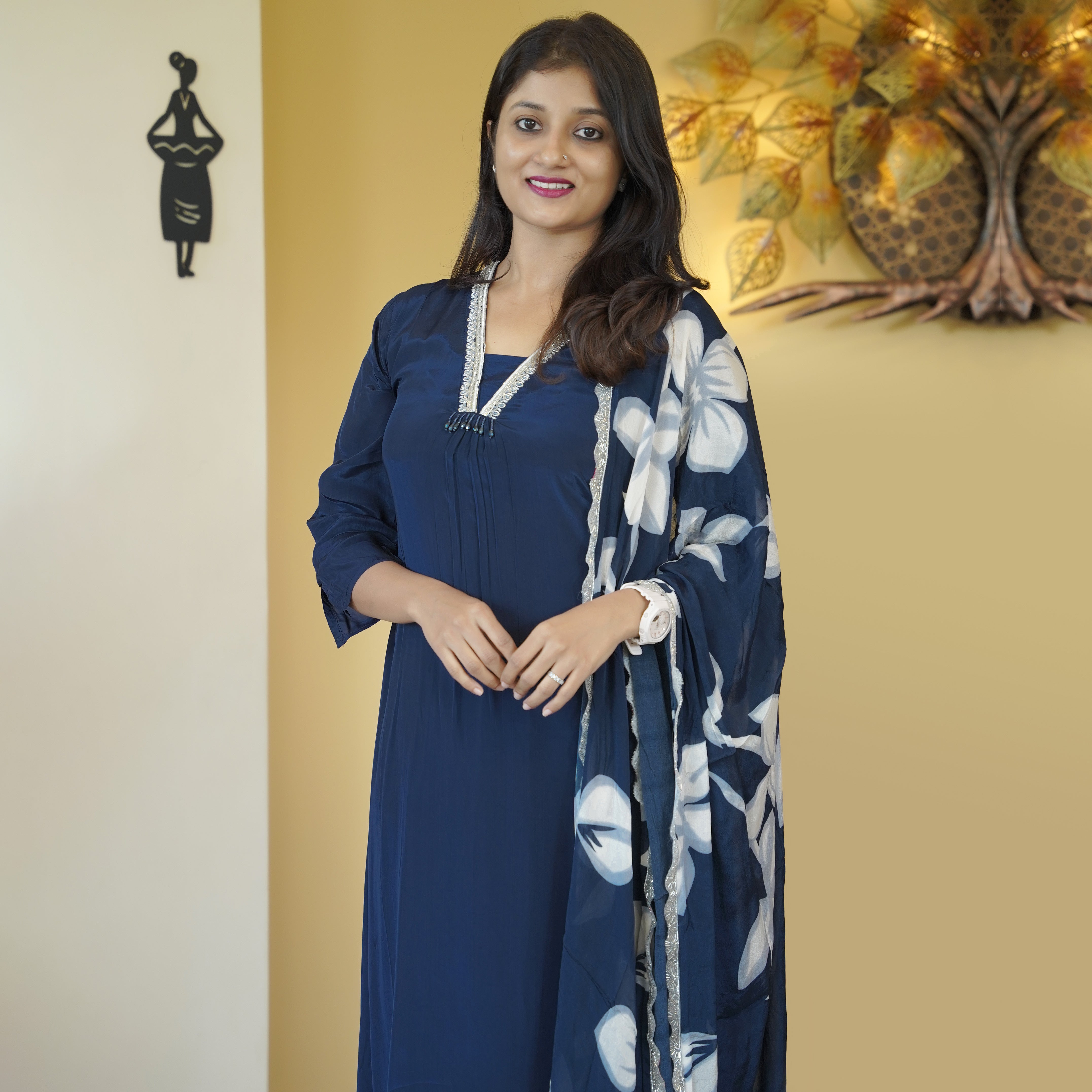 Load image into Gallery viewer, Crepe Silk Stitched Suit- 5053