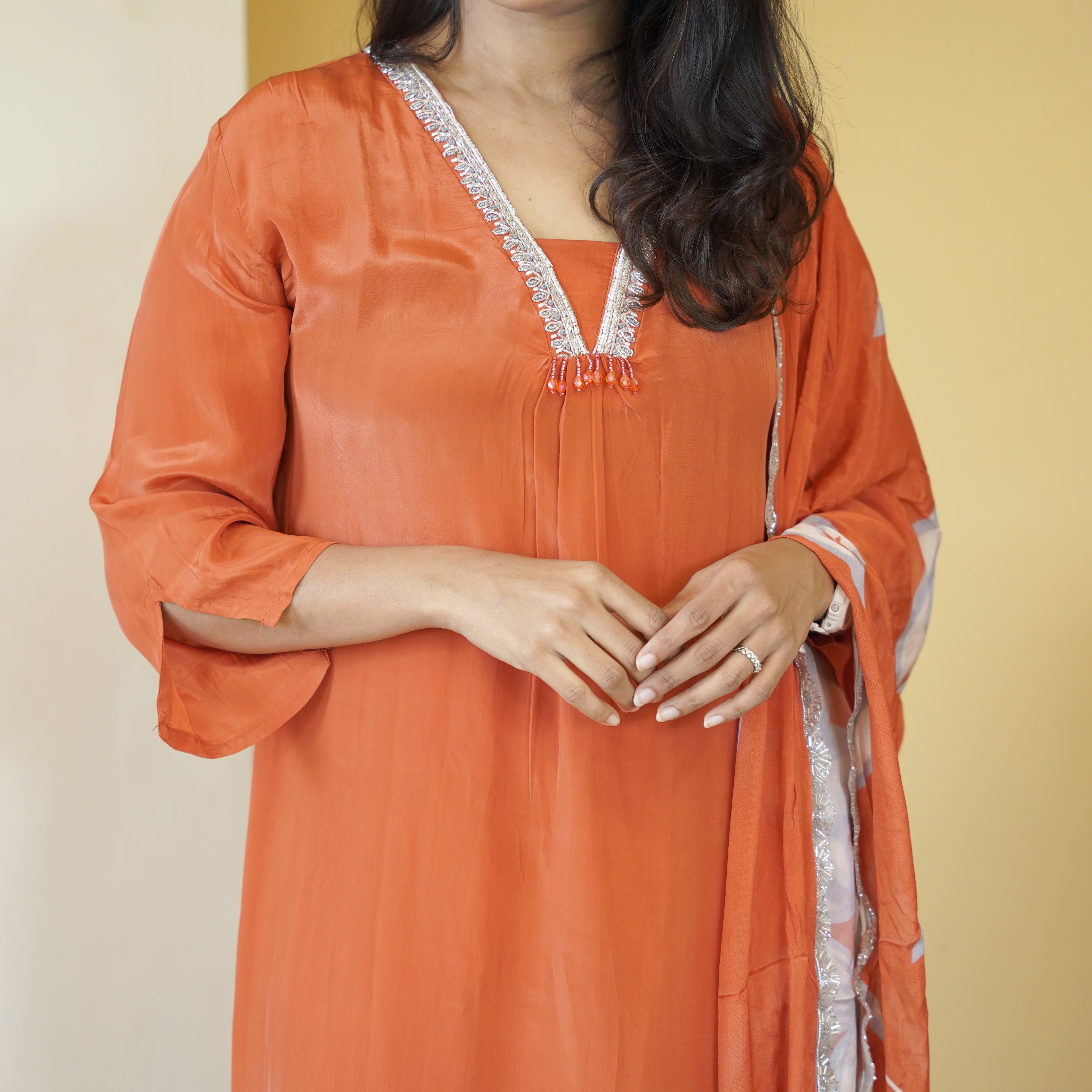 Load image into Gallery viewer, Crepe Silk Stitched Suit- 5053