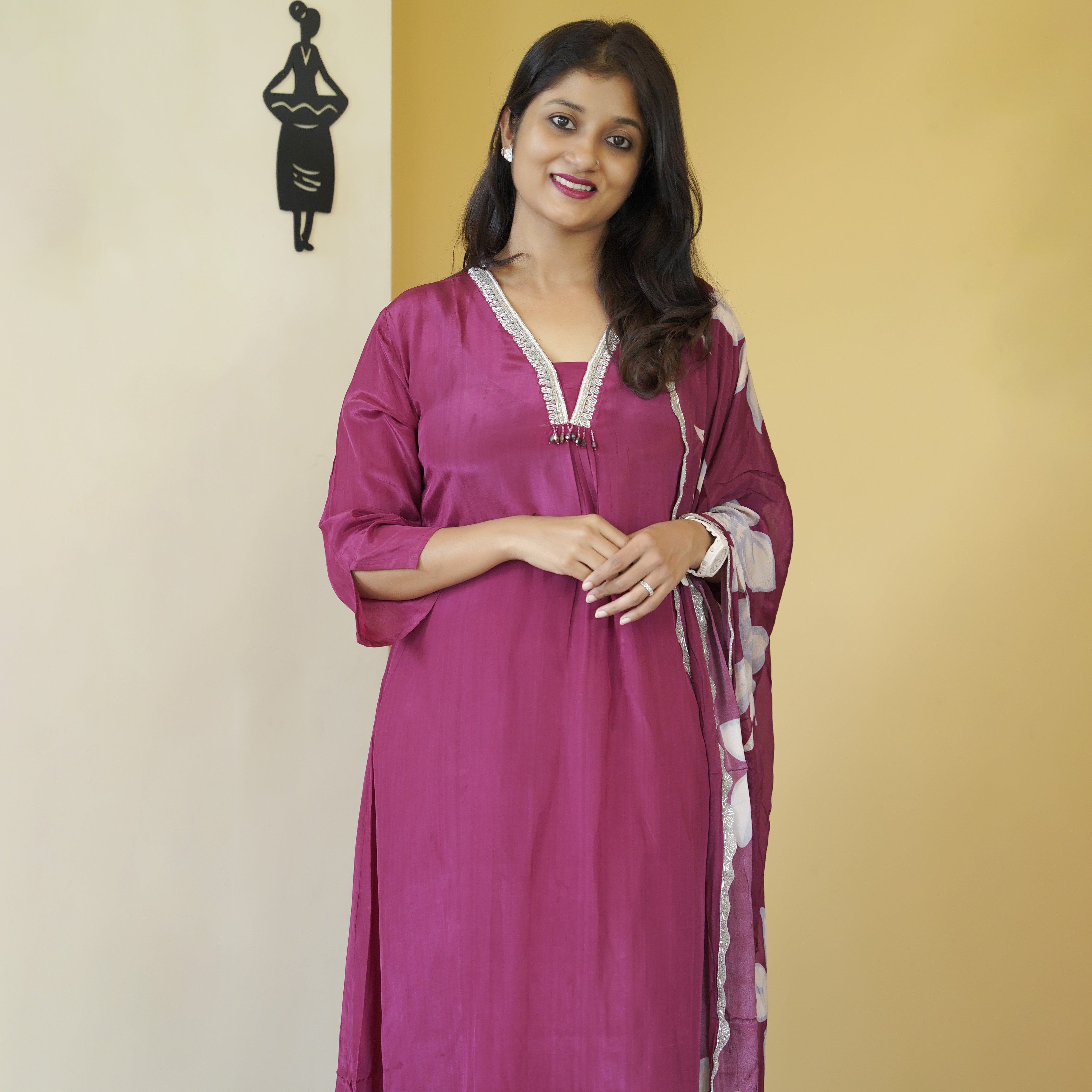 Load image into Gallery viewer, Crepe Silk Stitched Suit- 5053