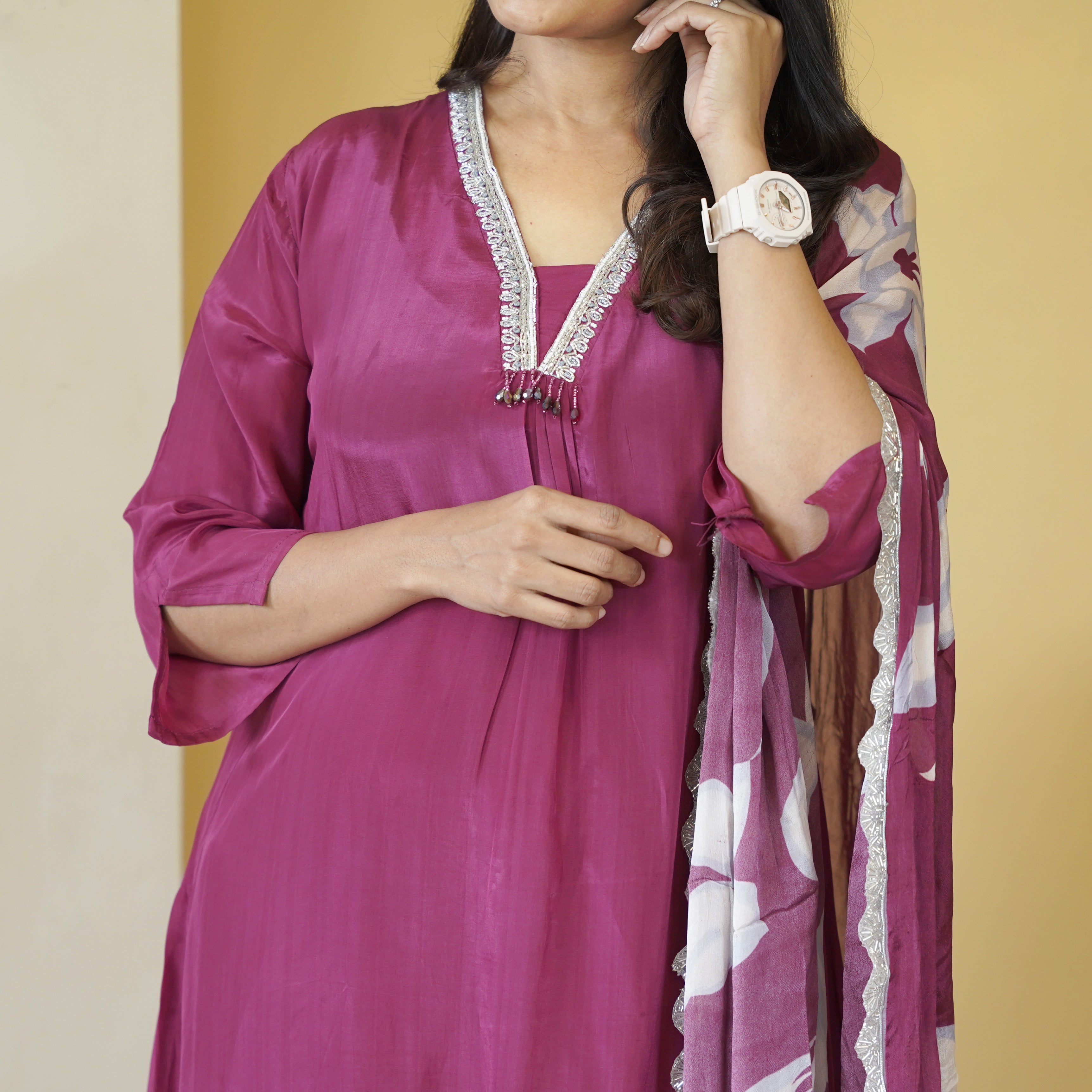 Load image into Gallery viewer, Crepe Silk Stitched Suit- 5053