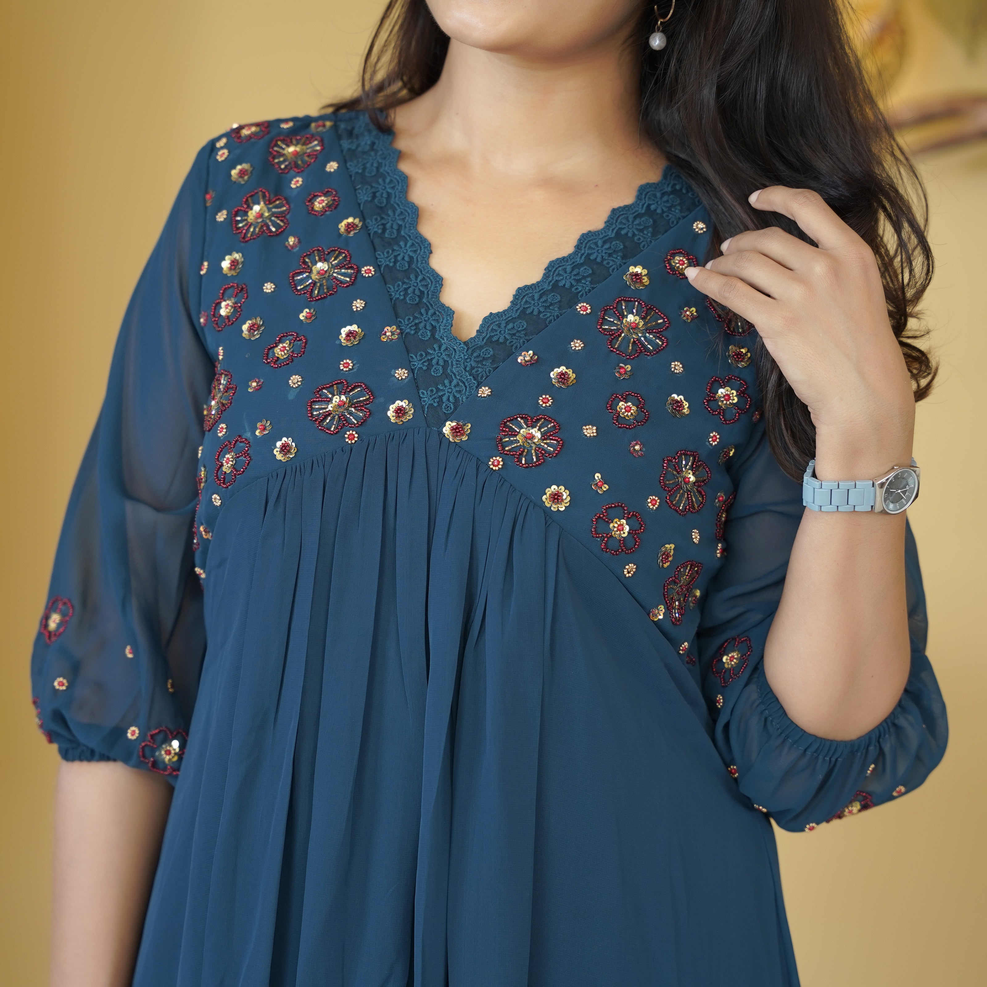 Load image into Gallery viewer, Georgette Designer Kurti (pre-order)-5083