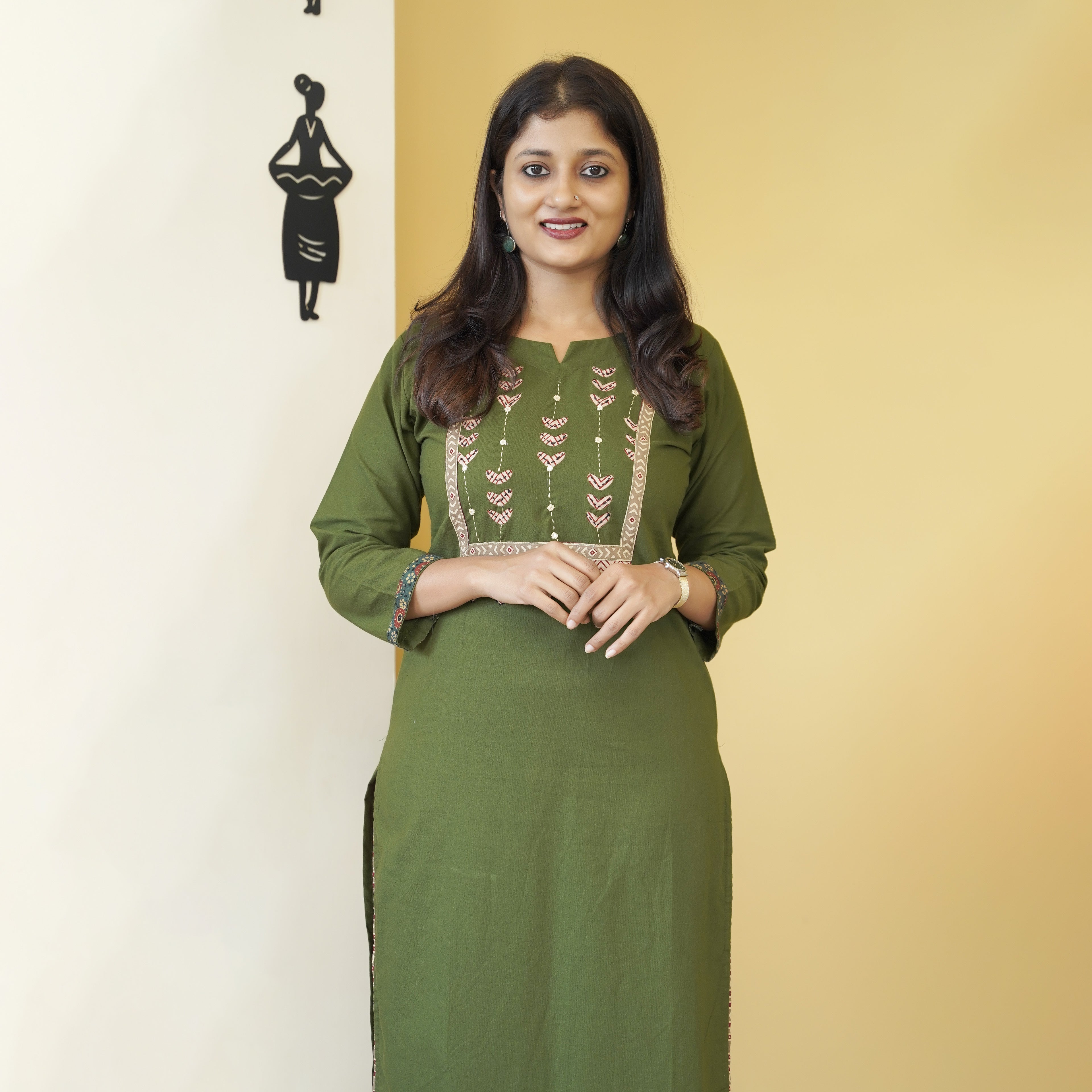 Load image into Gallery viewer, Pure cotton Slitted Kurti-5032