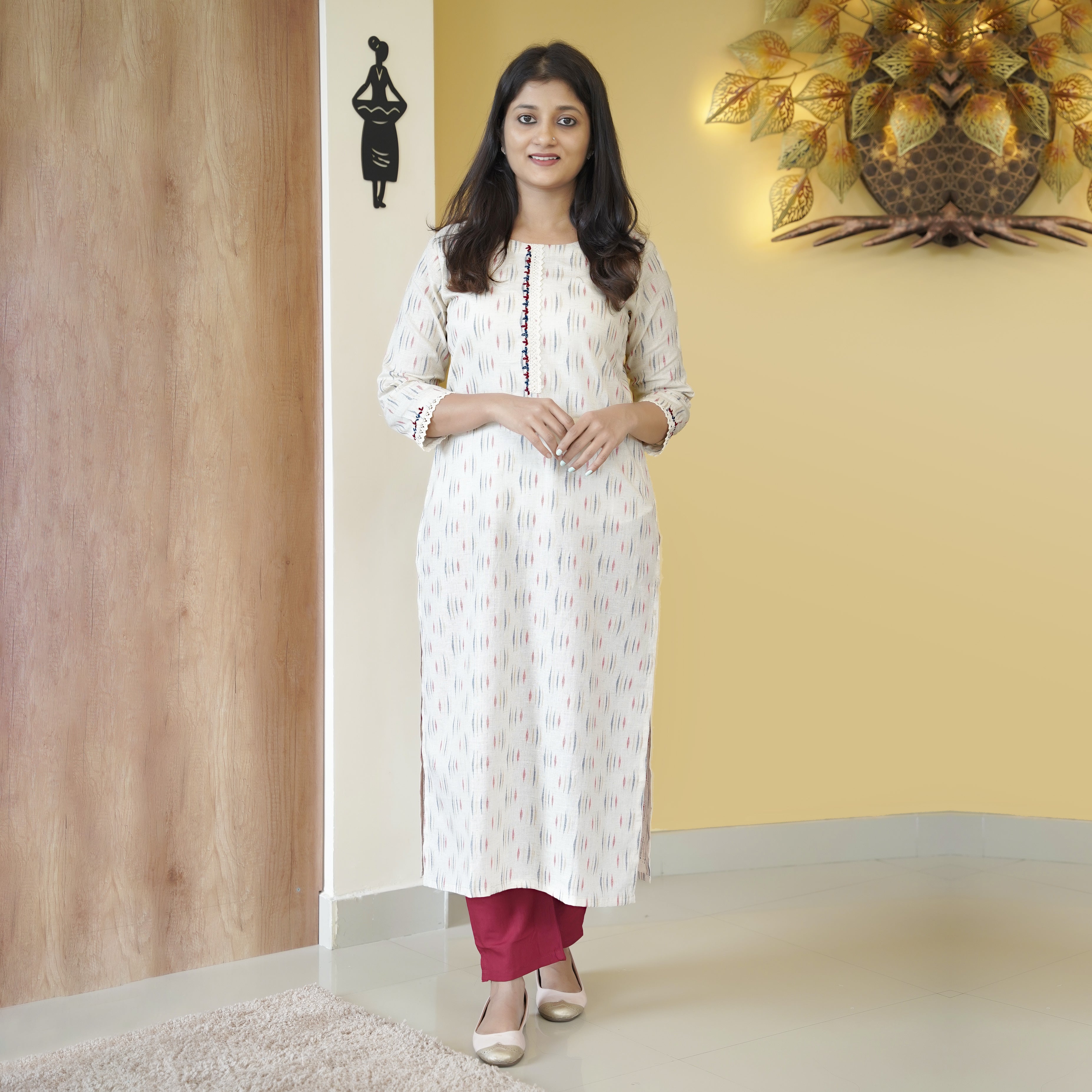 Load image into Gallery viewer, Pure Cotton Slitted Kurti- 4297