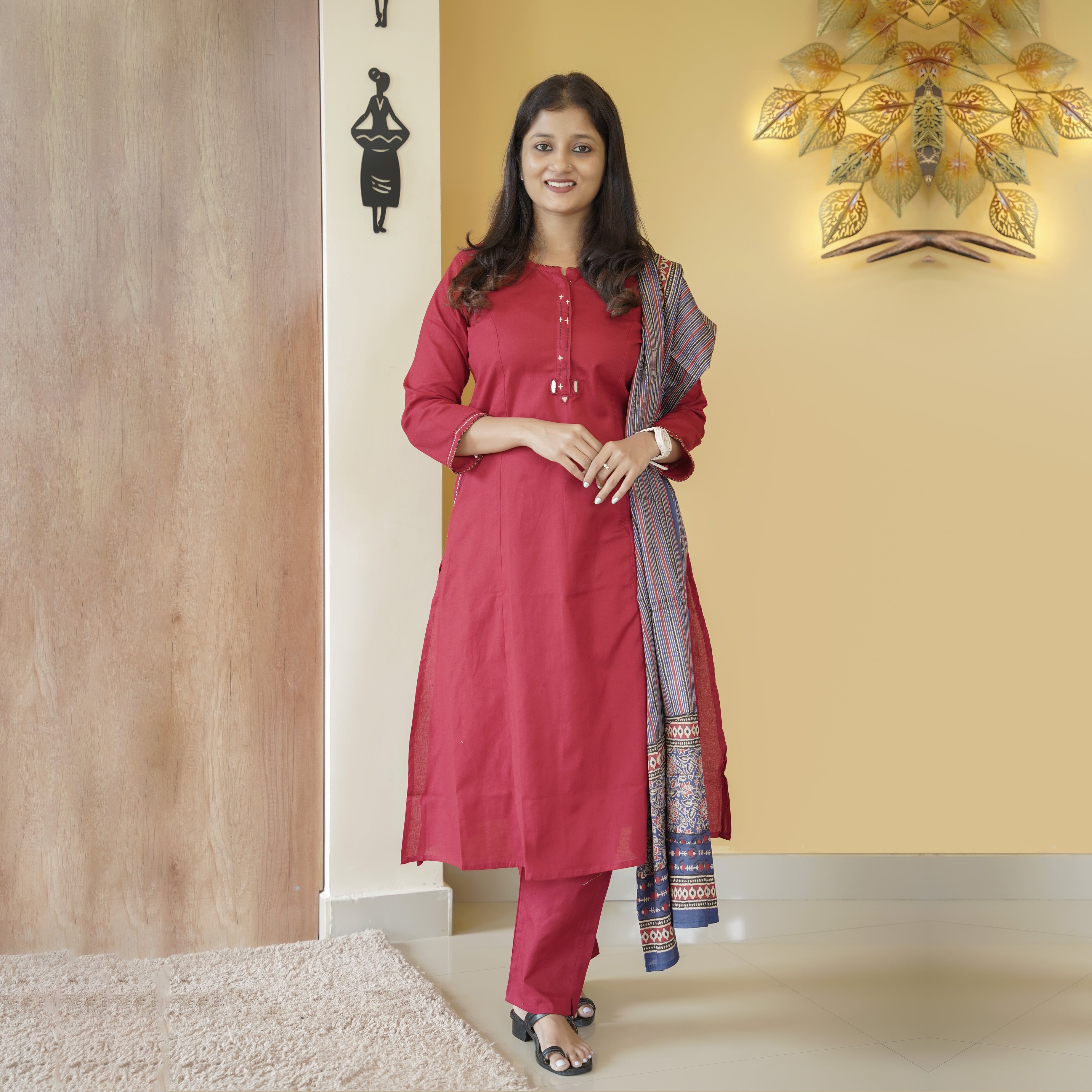 Load image into Gallery viewer, Pure Cotton A-Line Kurti Set-5028