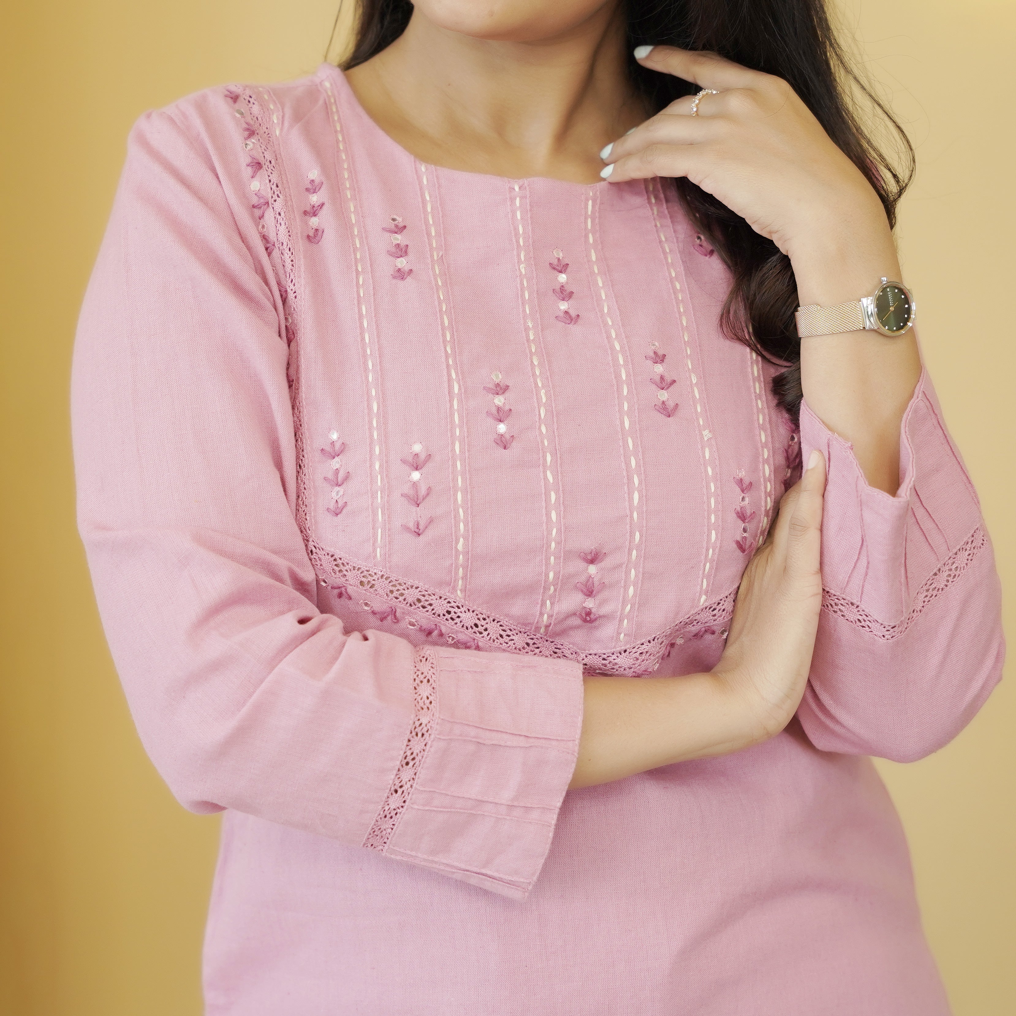 Load image into Gallery viewer, Pure Cotton Slitted Kurti Set-5016