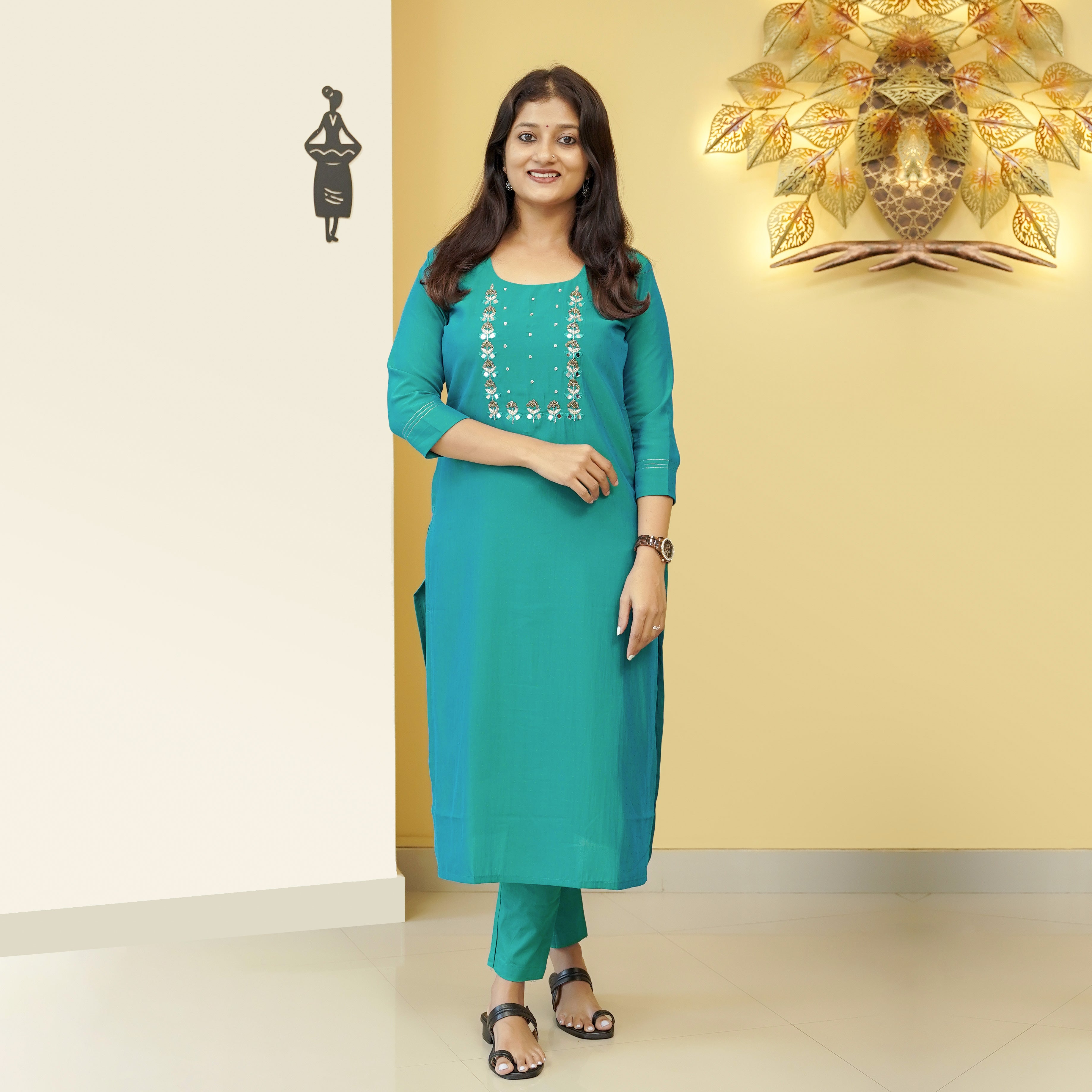 Load image into Gallery viewer, Semi Silk Slitted Kurti-5142