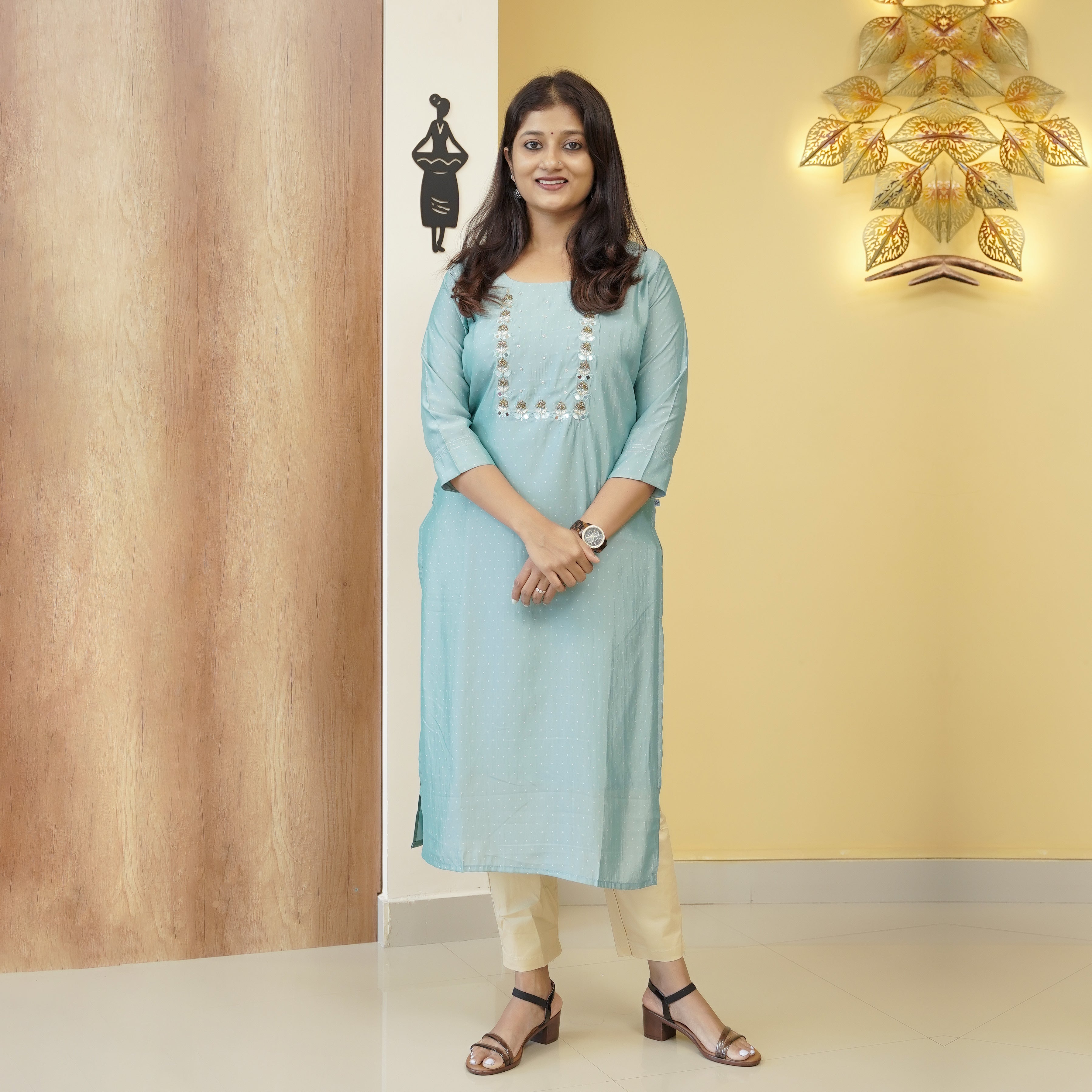 Load image into Gallery viewer, Semi Silk Slitted Kurti-5142