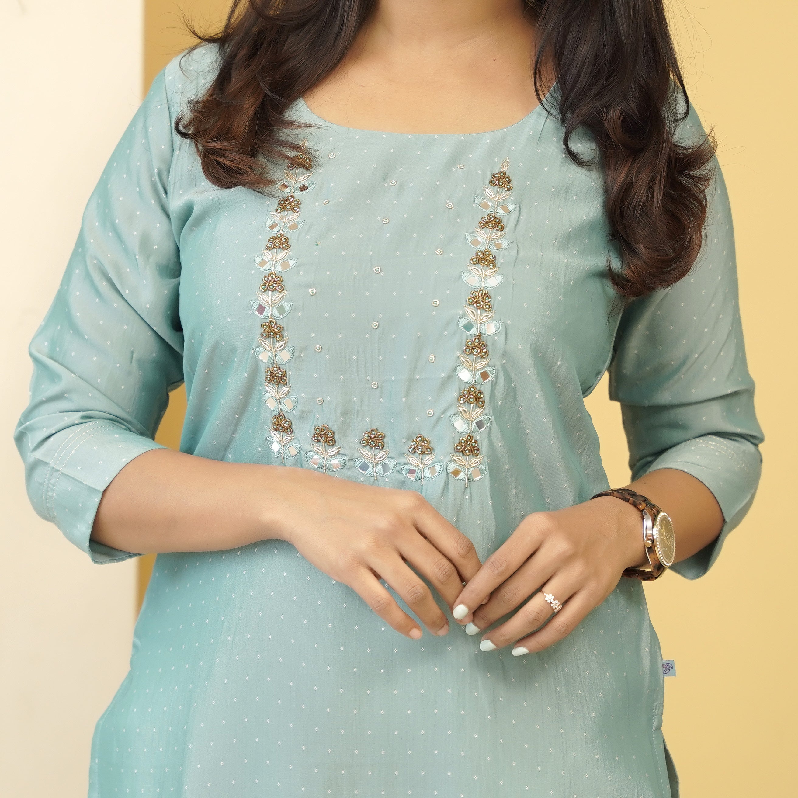 Load image into Gallery viewer, Semi Silk Slitted Kurti-5142