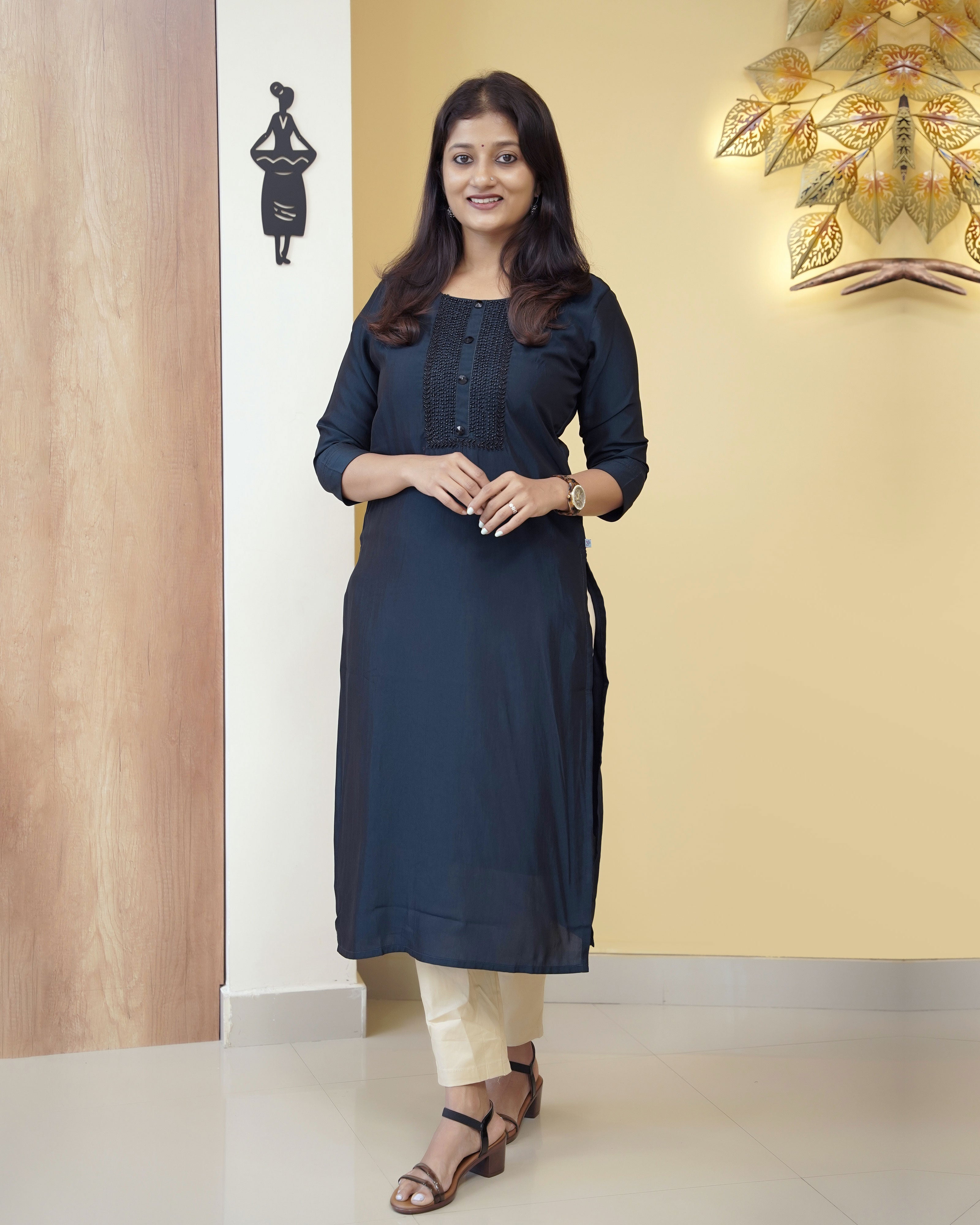 Load image into Gallery viewer, Semi Silk Slitted Kurti-4244