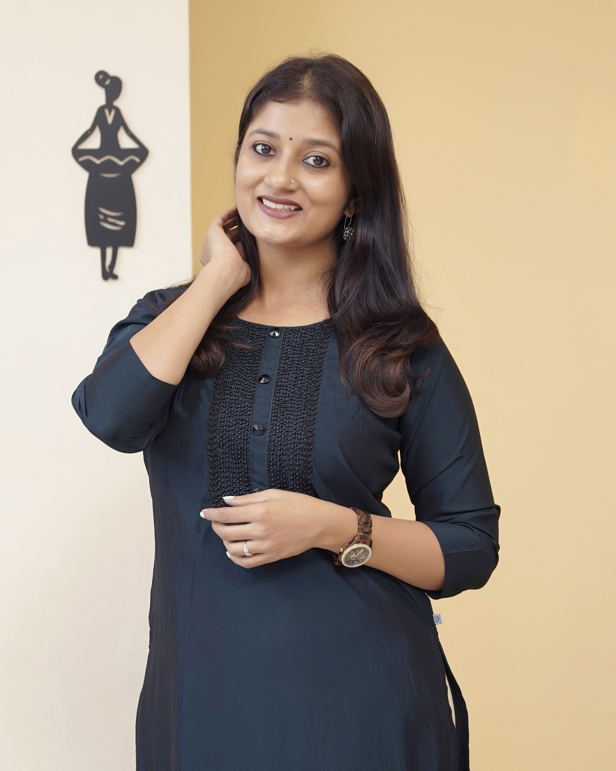 Load image into Gallery viewer, Semi Silk Slitted Kurti-4244