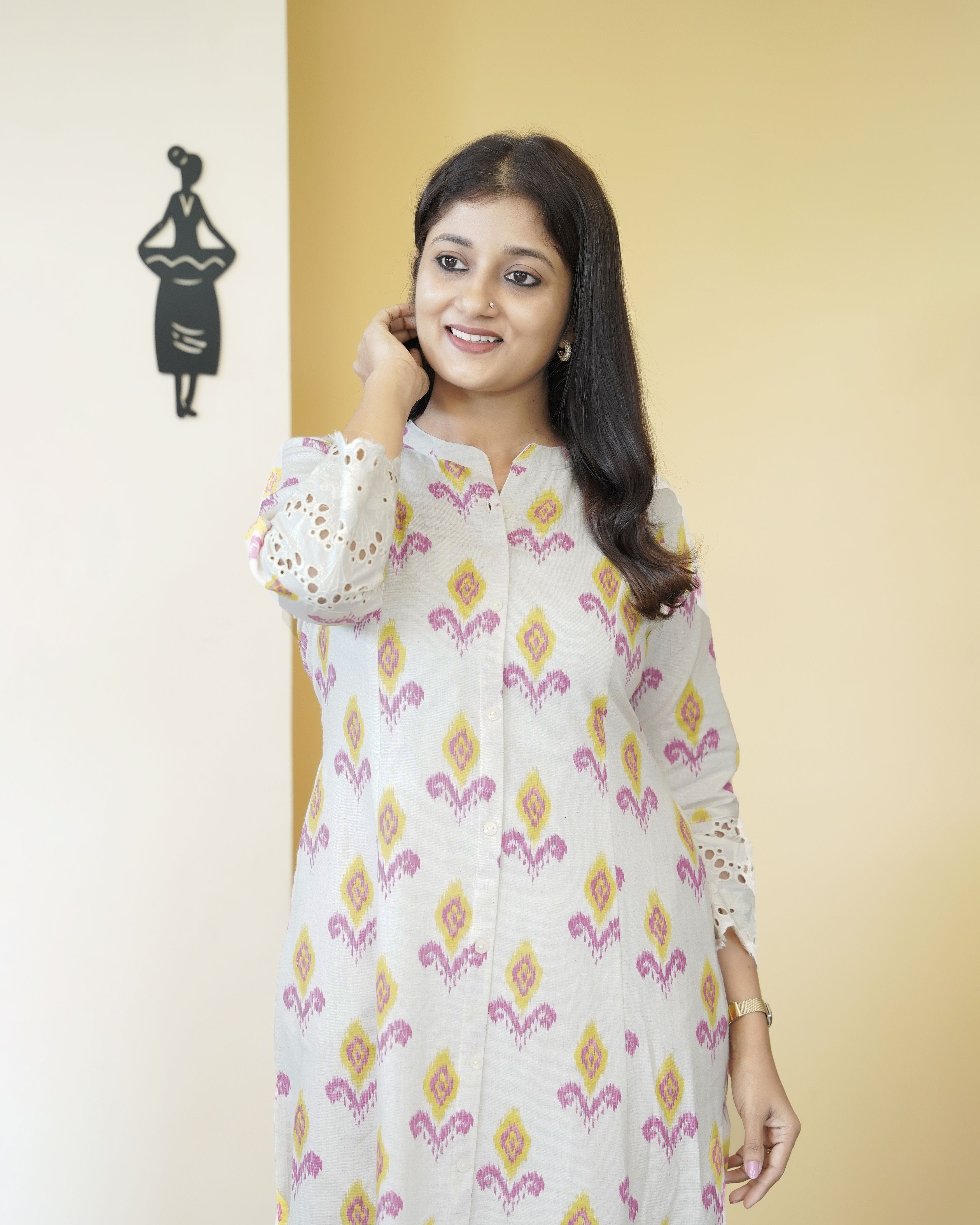 Load image into Gallery viewer, Cotton A-line kurti-1332