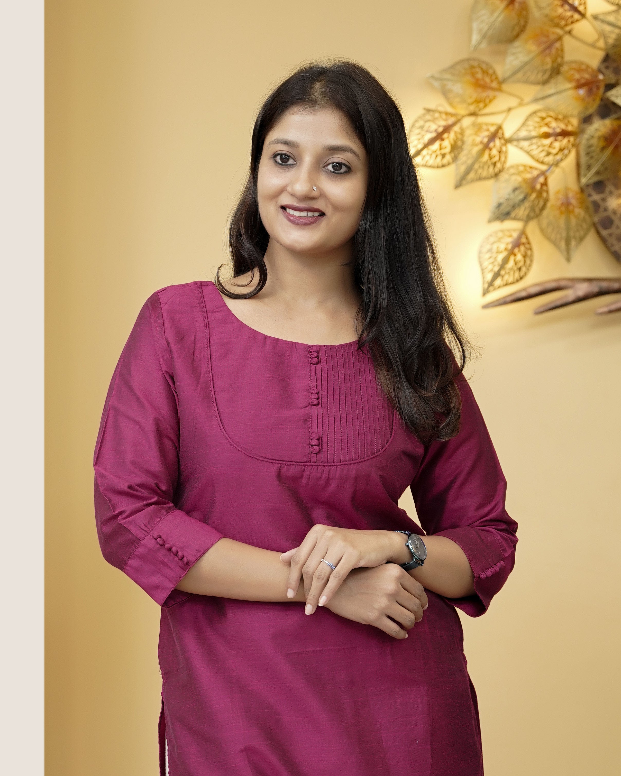 Load image into Gallery viewer, Raw Cotton Slitted Kurti- 4128