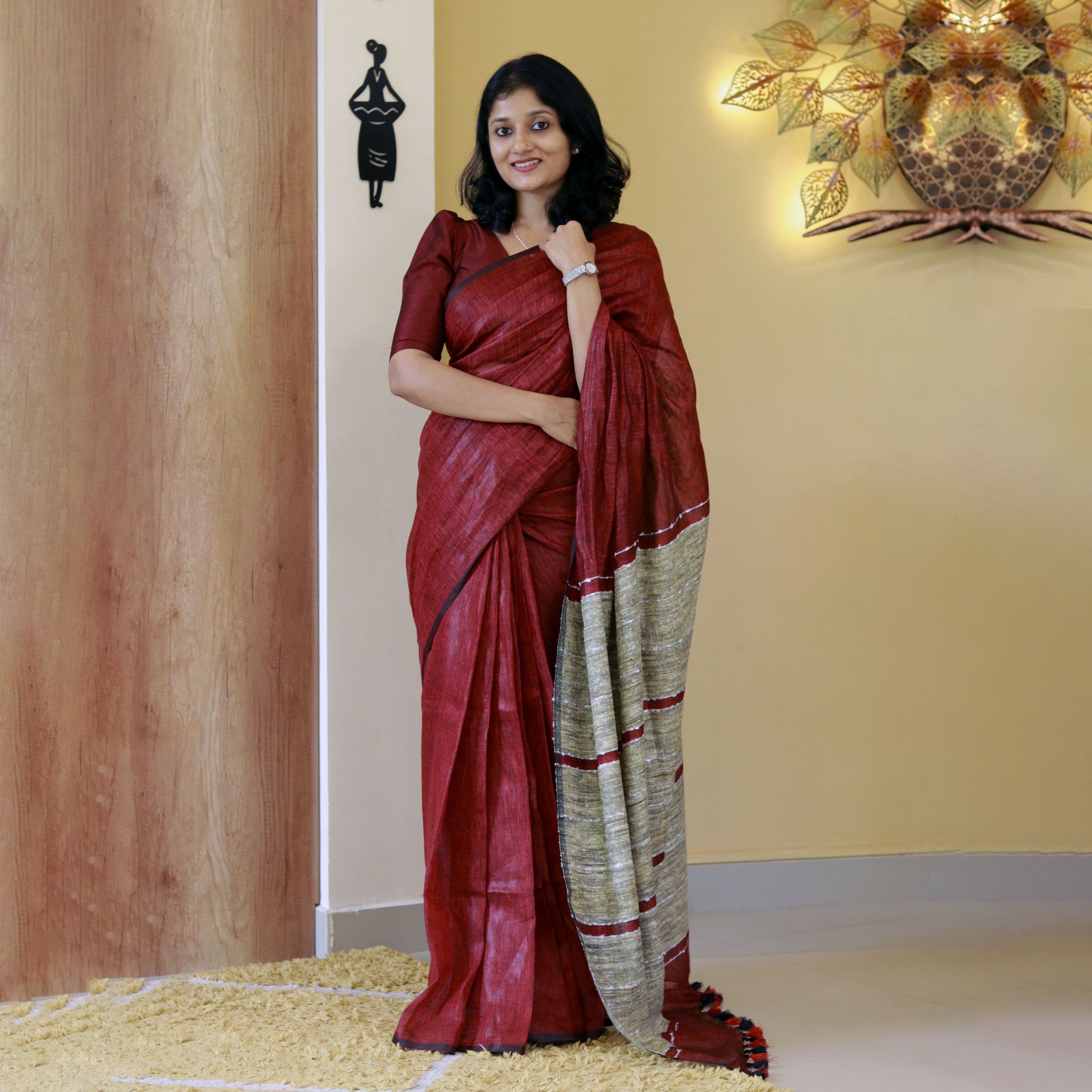 Load image into Gallery viewer, Pure Linen Saree-4053 (pre order)