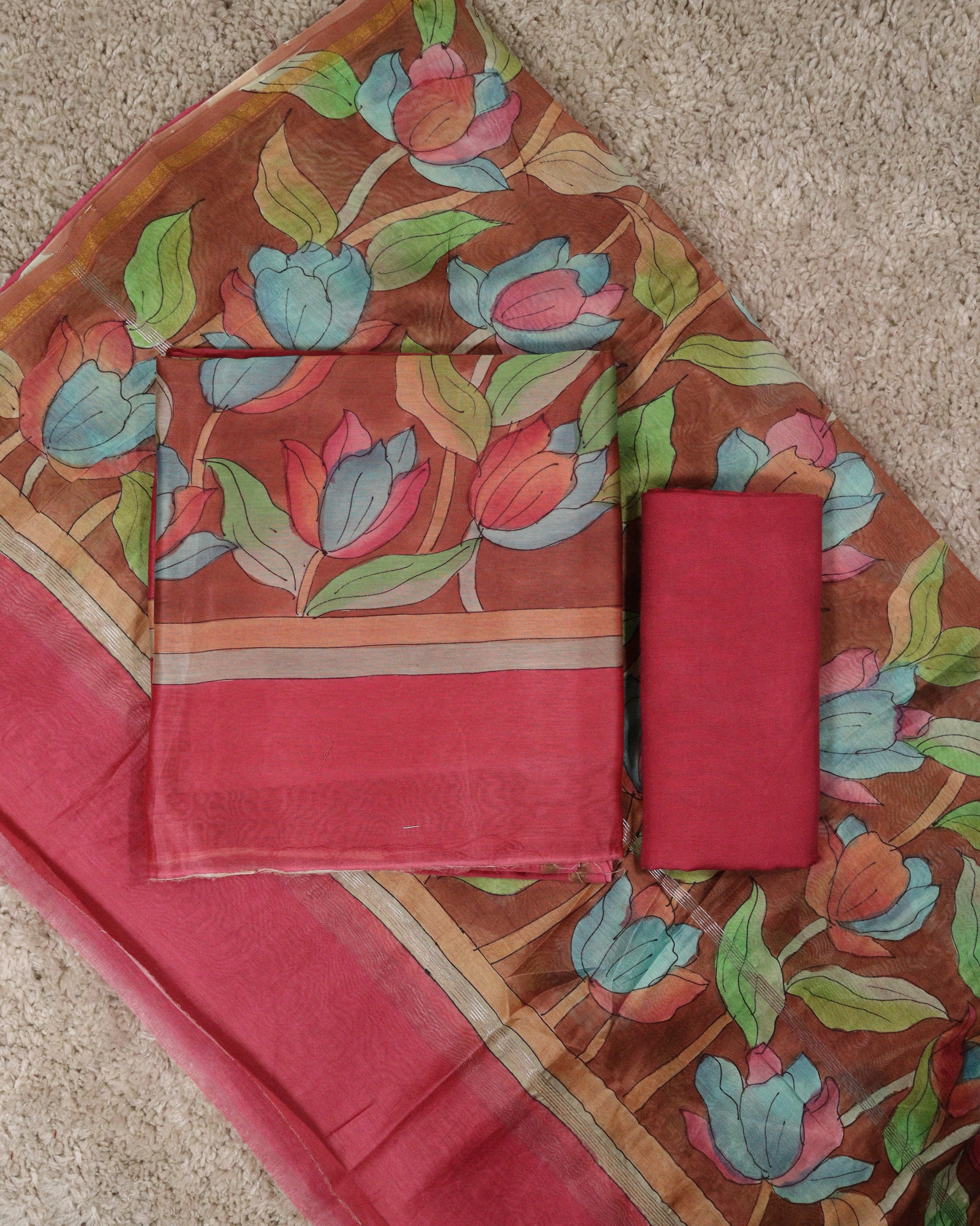 Load image into Gallery viewer, Maheshwari Silk Unstitched Suit-4803