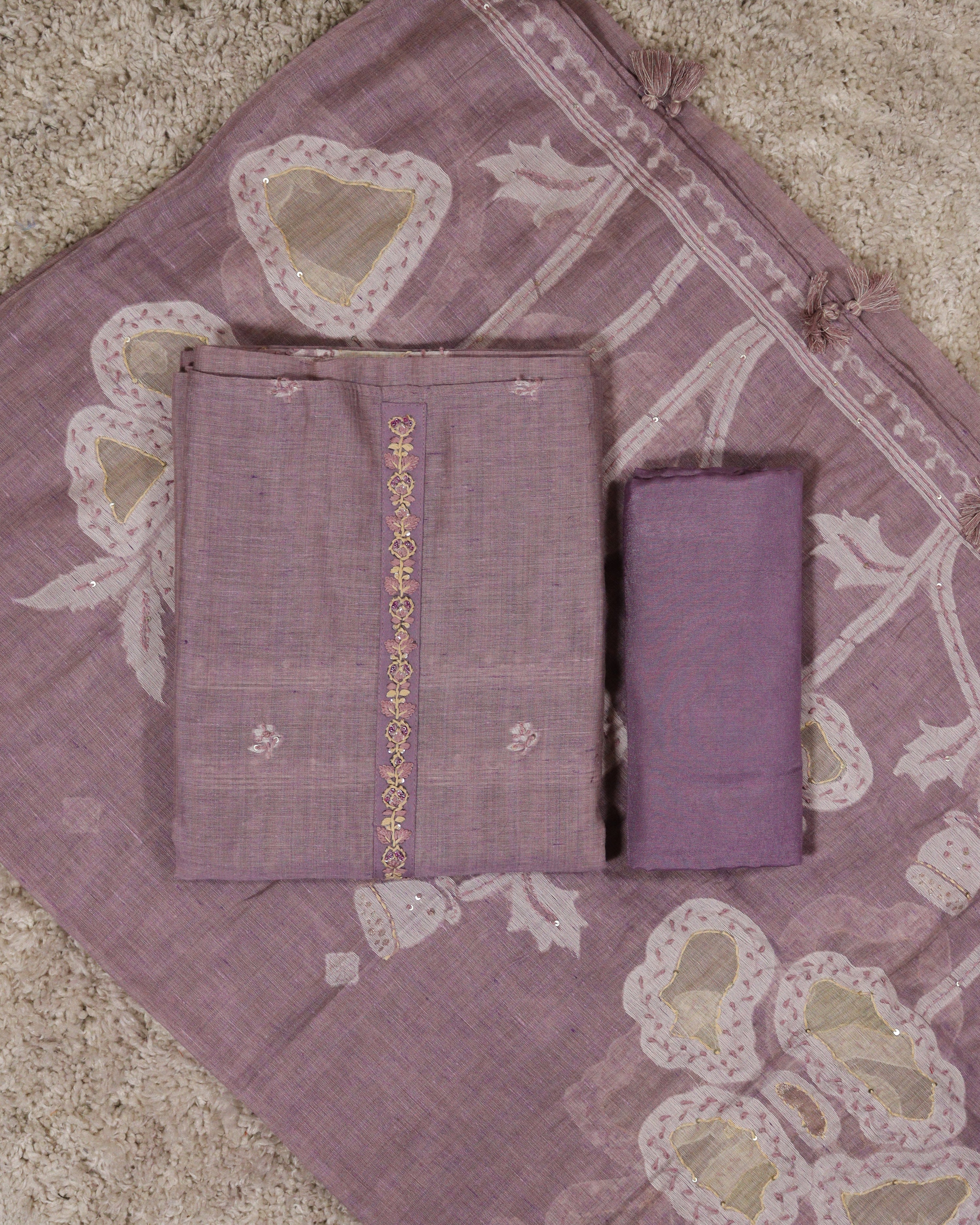 Load image into Gallery viewer, Chanderi Cotton Unstitched Suit-5015