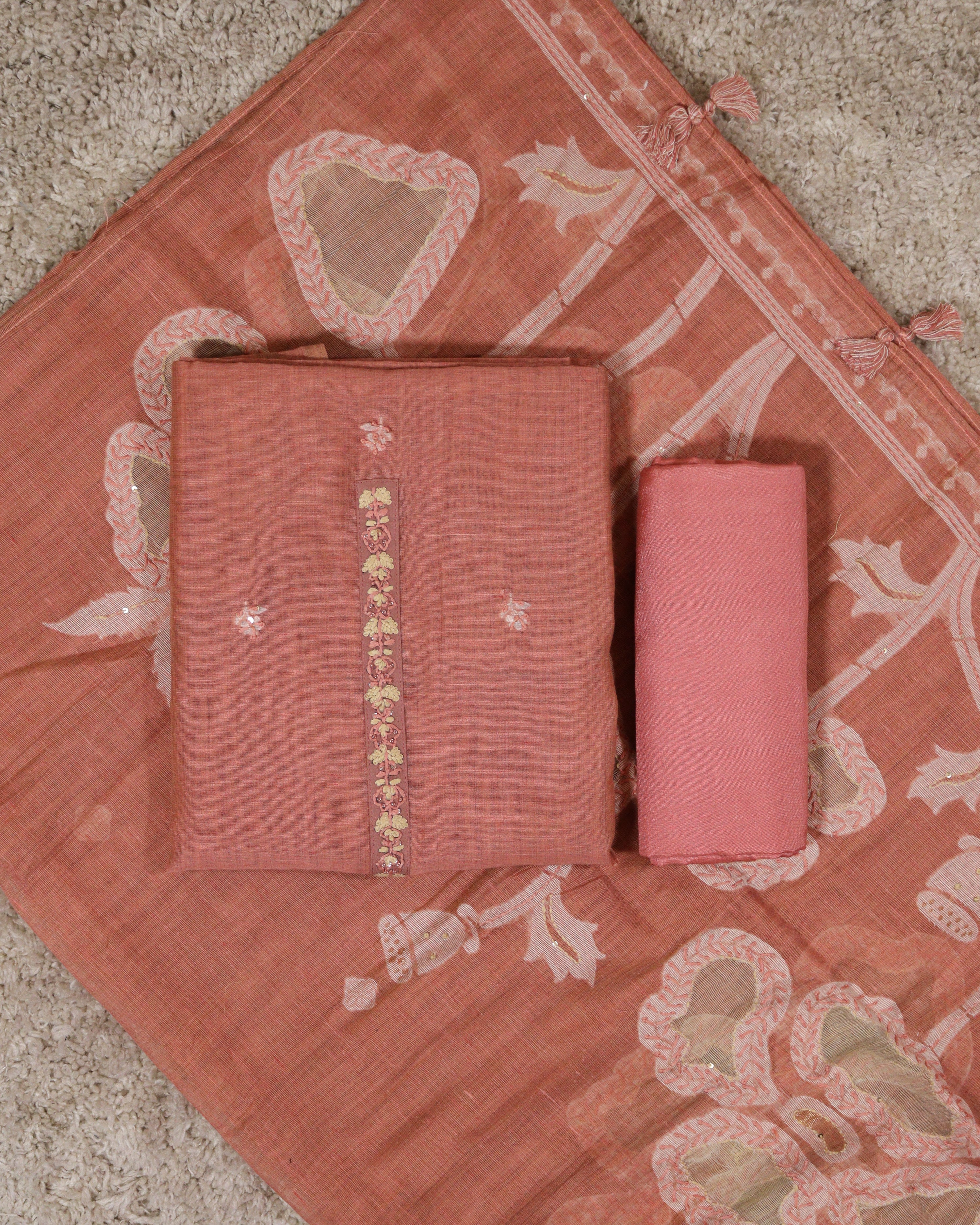 Load image into Gallery viewer, Chanderi Cotton Unstitched Suit-5015