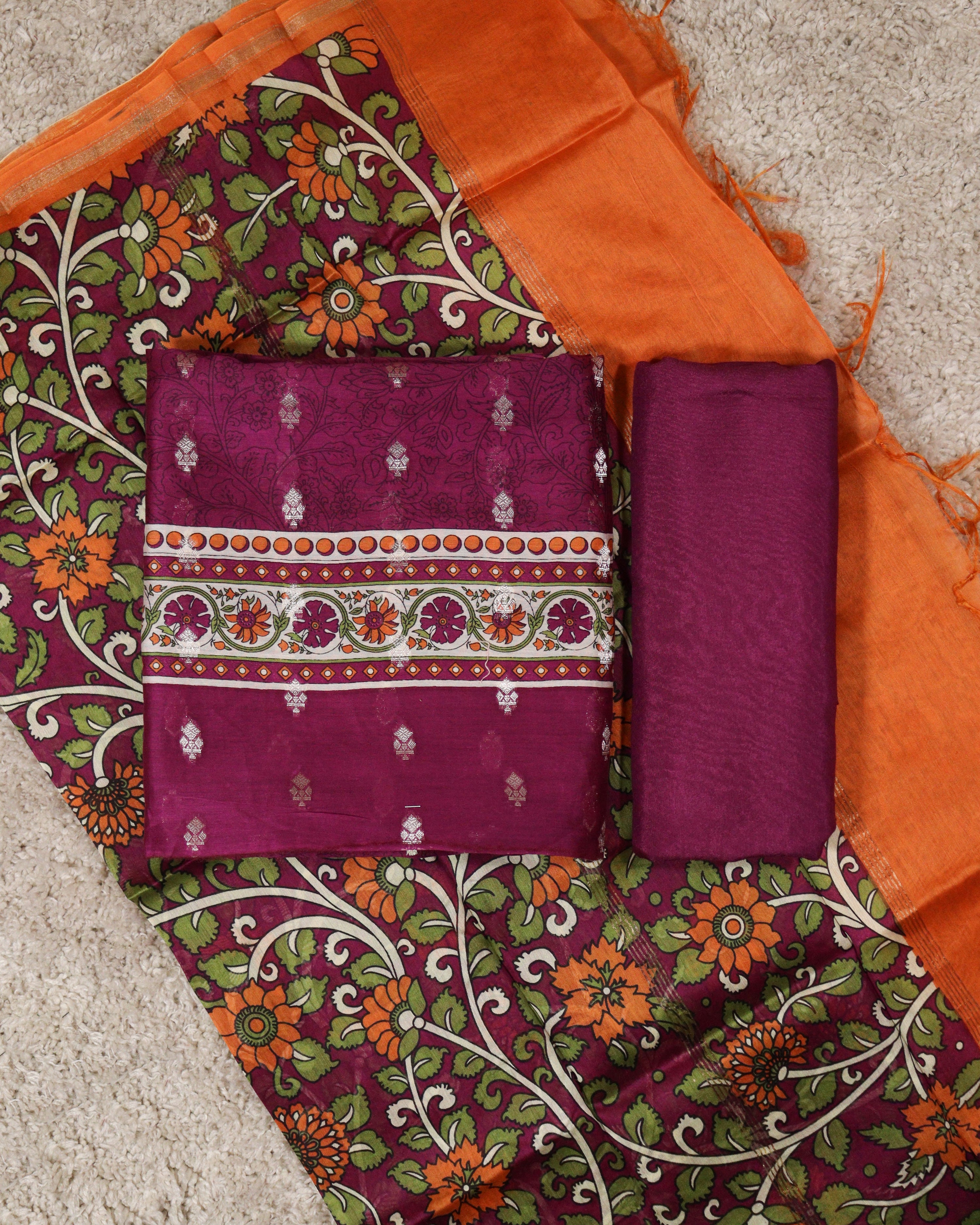 Load image into Gallery viewer, Maheswari Silk Unstitched Suit-5020