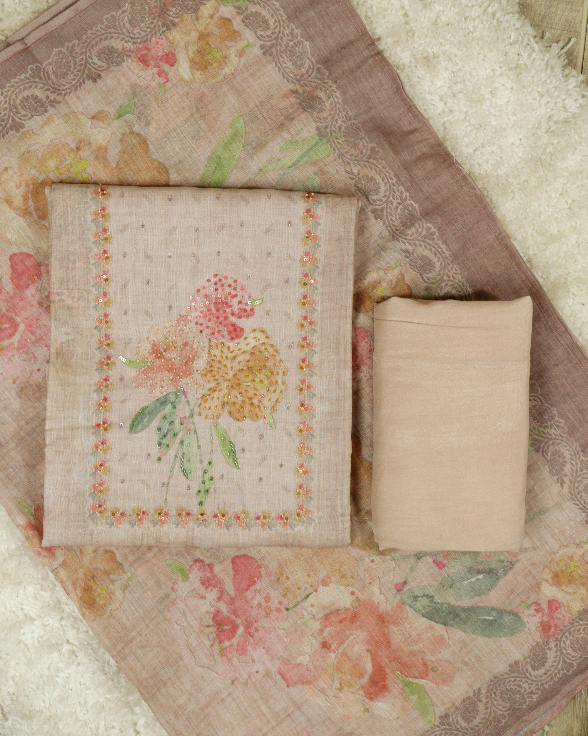 Load image into Gallery viewer, Linen Cotton Unstitched Suit-0727