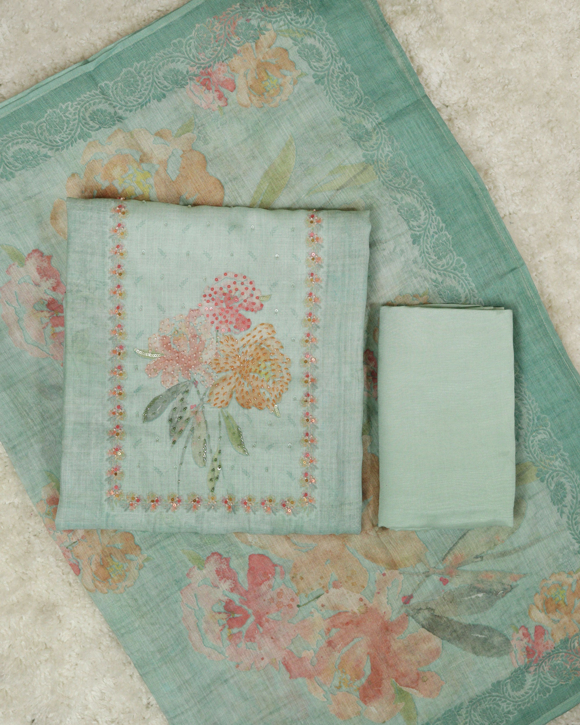 Load image into Gallery viewer, Linen Cotton Unstitched Suit-0727