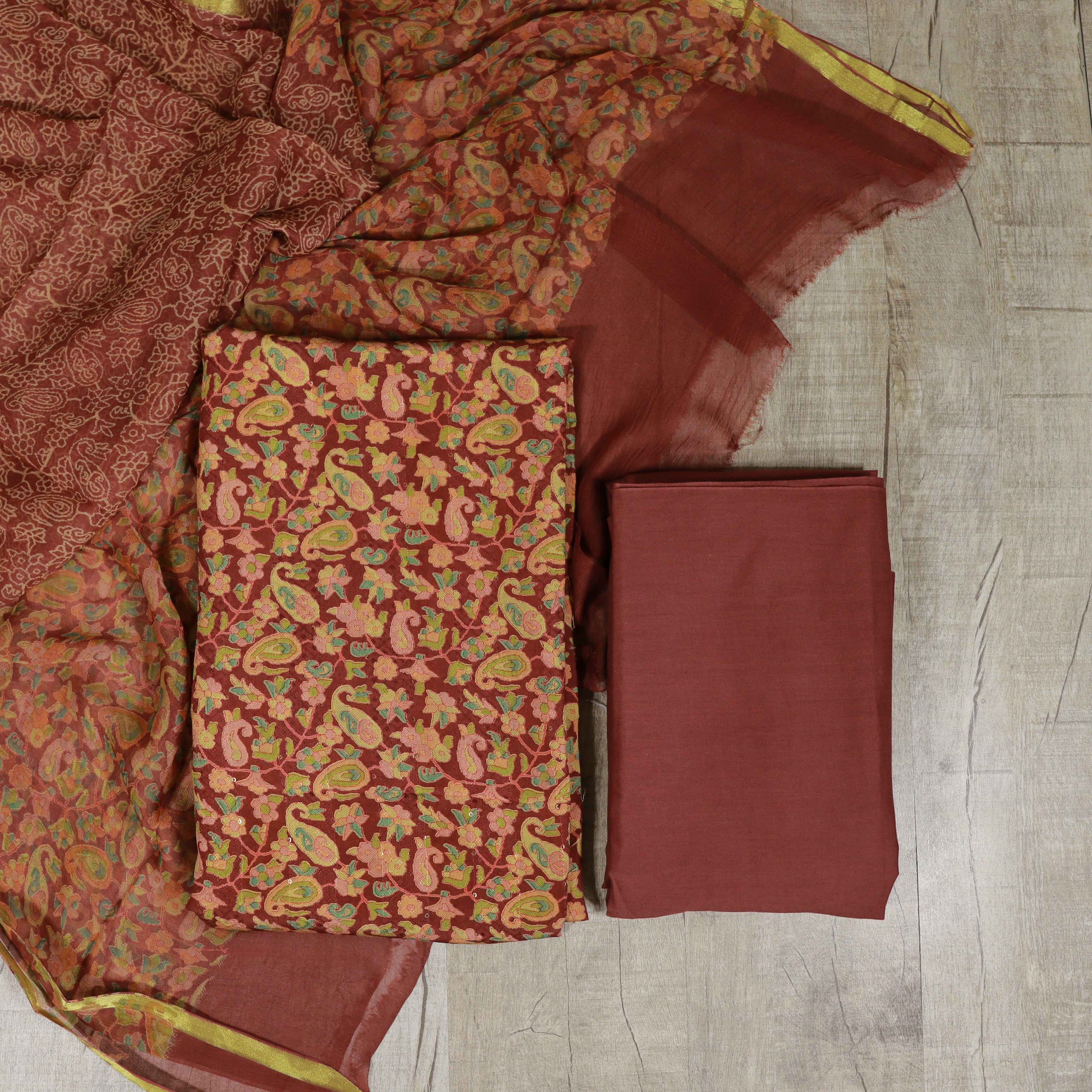 Load image into Gallery viewer, Muslin Silk Unstitched Suit -4017