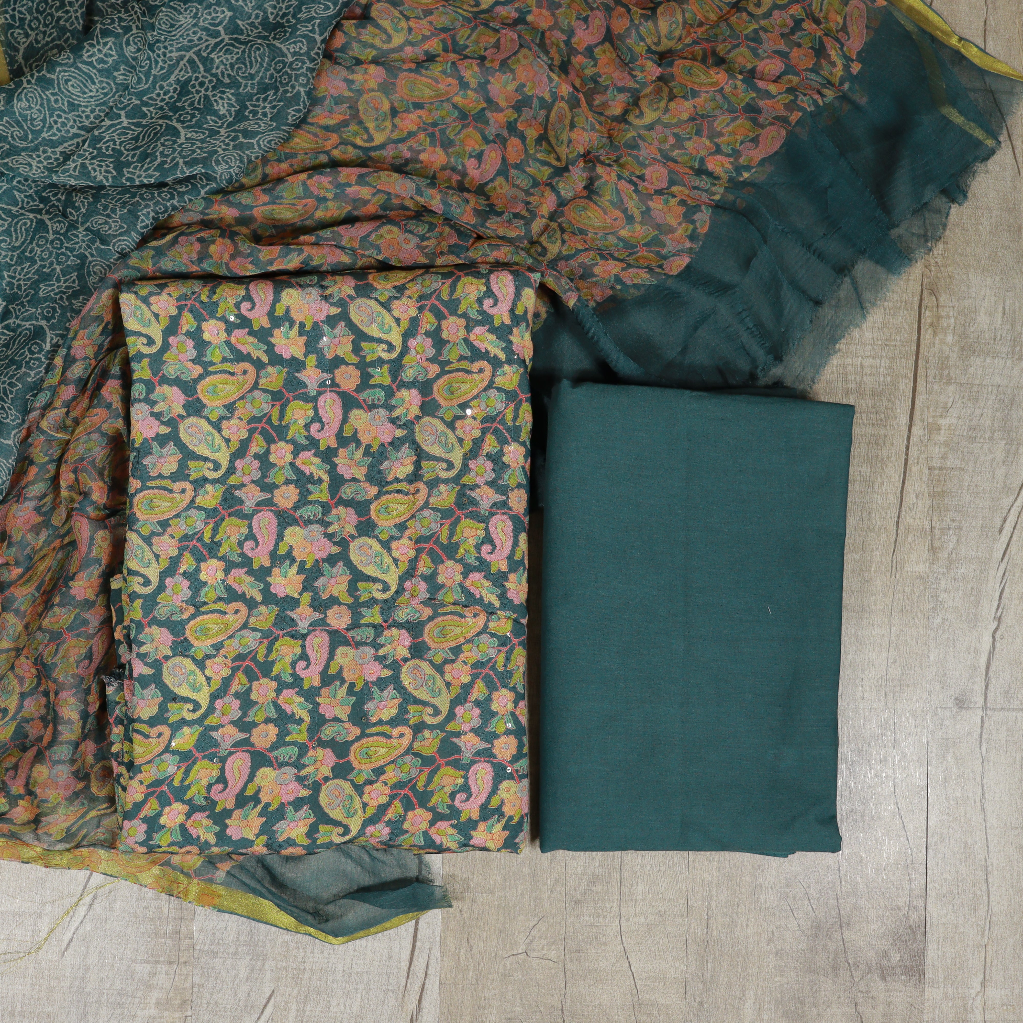 Load image into Gallery viewer, Muslin Silk Unstitched Suit -4017