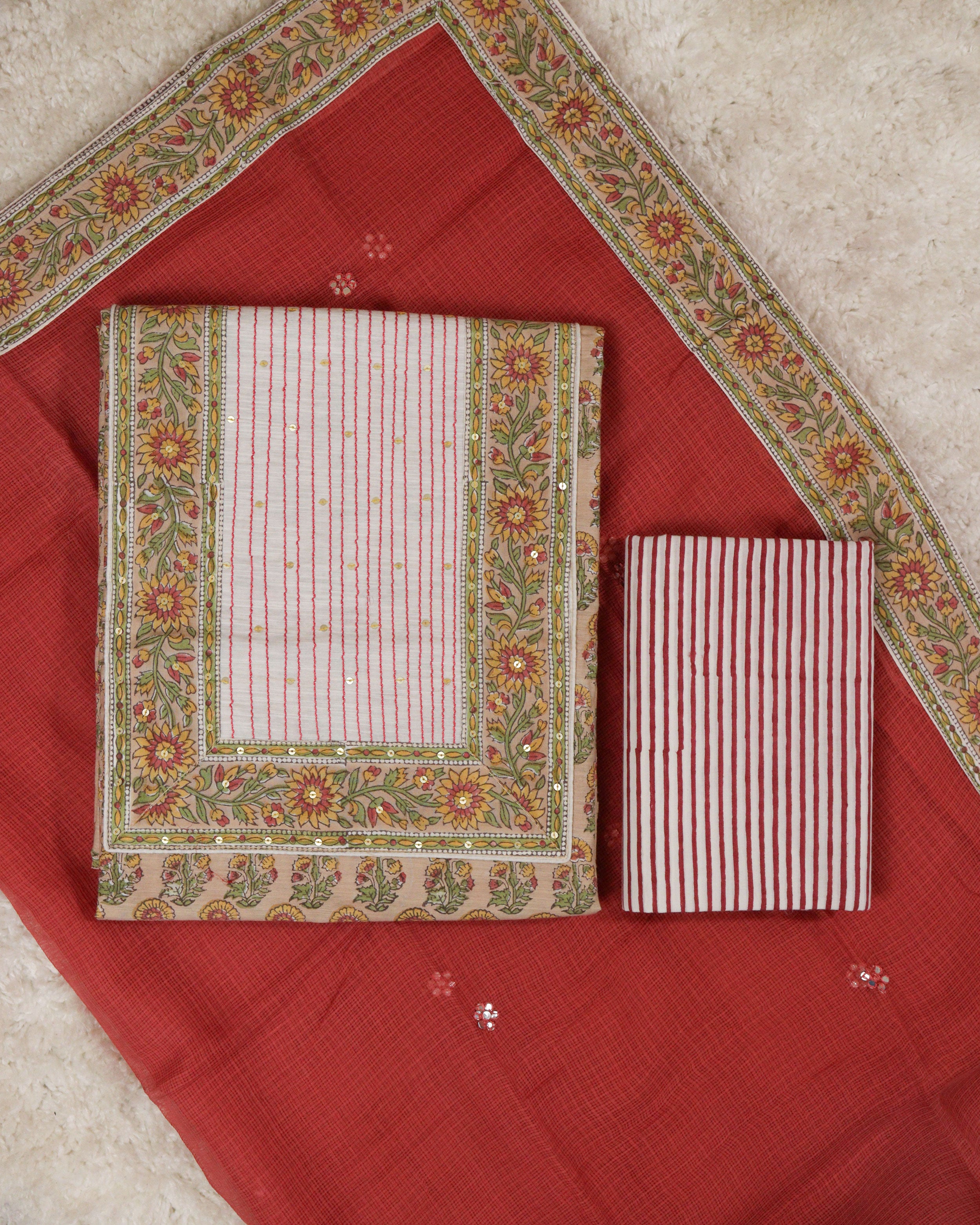 Load image into Gallery viewer, Chanderi Cotton Unstitched Suit-0849