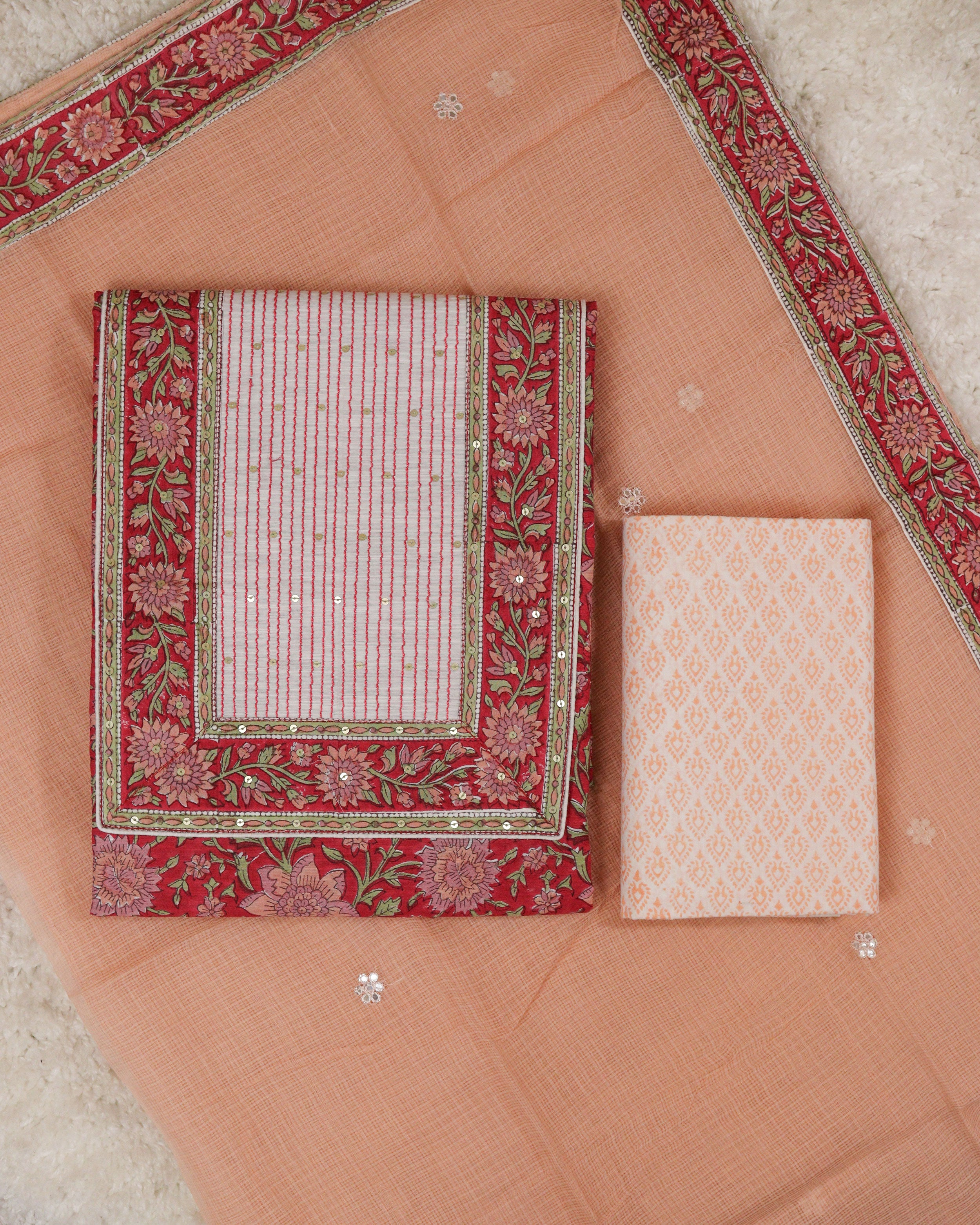 Load image into Gallery viewer, Chanderi Cotton Unstitched Suit-0849