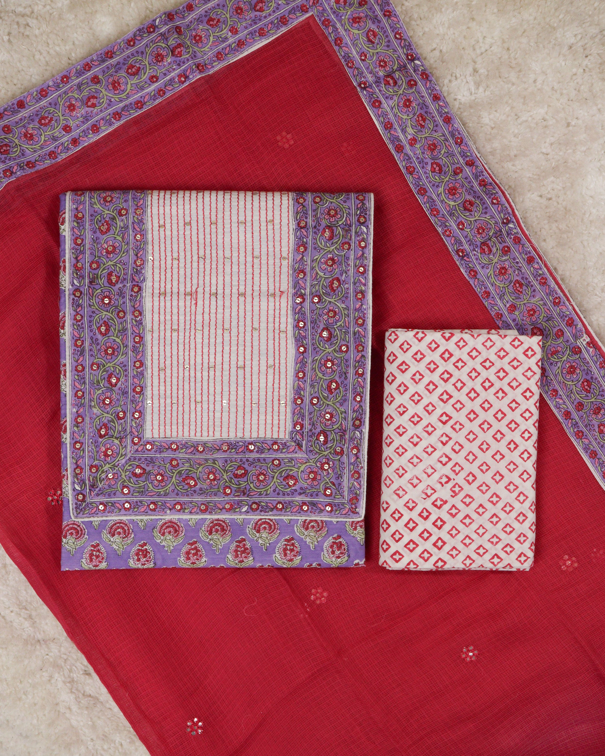 Load image into Gallery viewer, Chanderi Cotton Unstitched Suit-0849