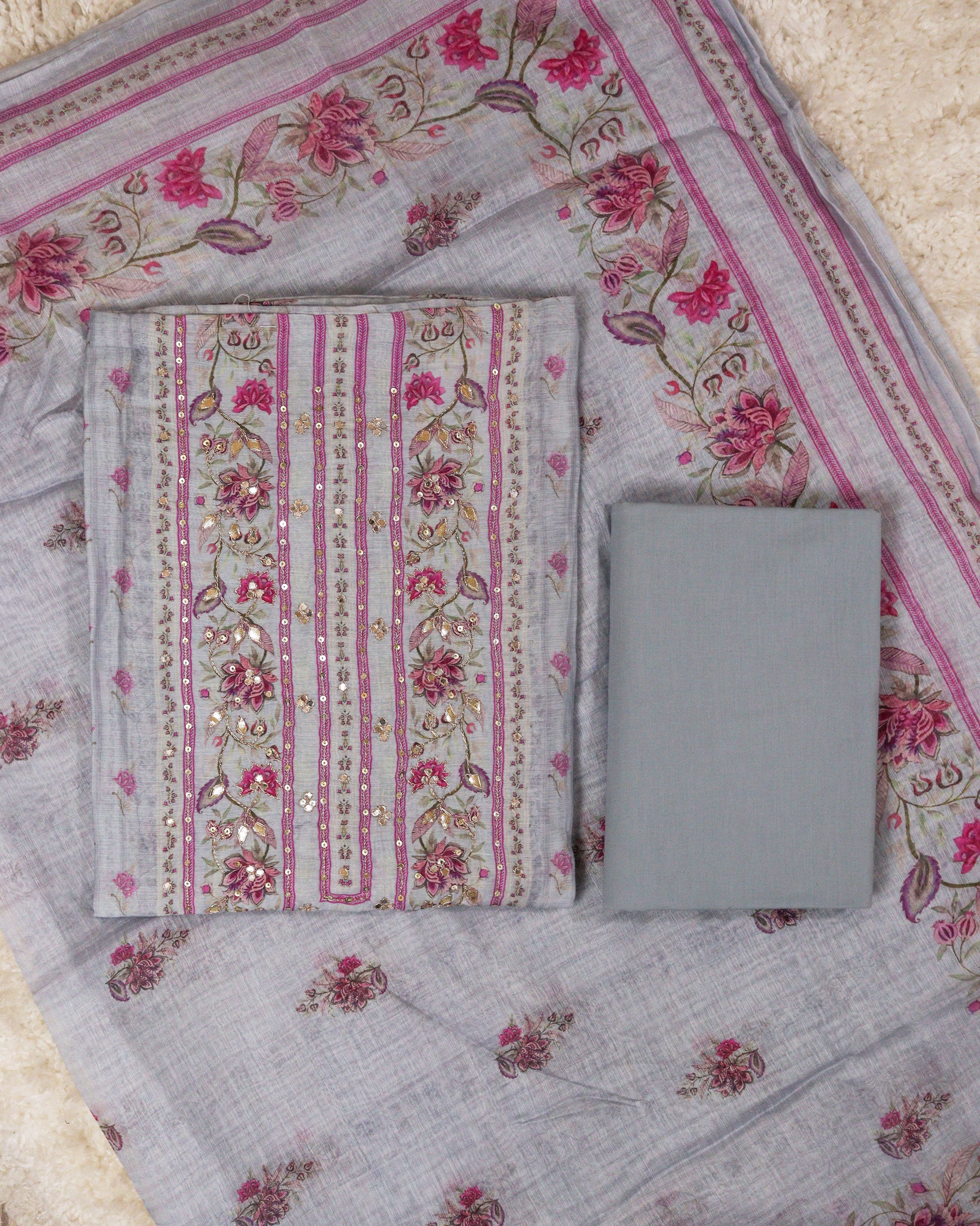 Load image into Gallery viewer, Pure Chanderi Silk Unstitched Suit -0847