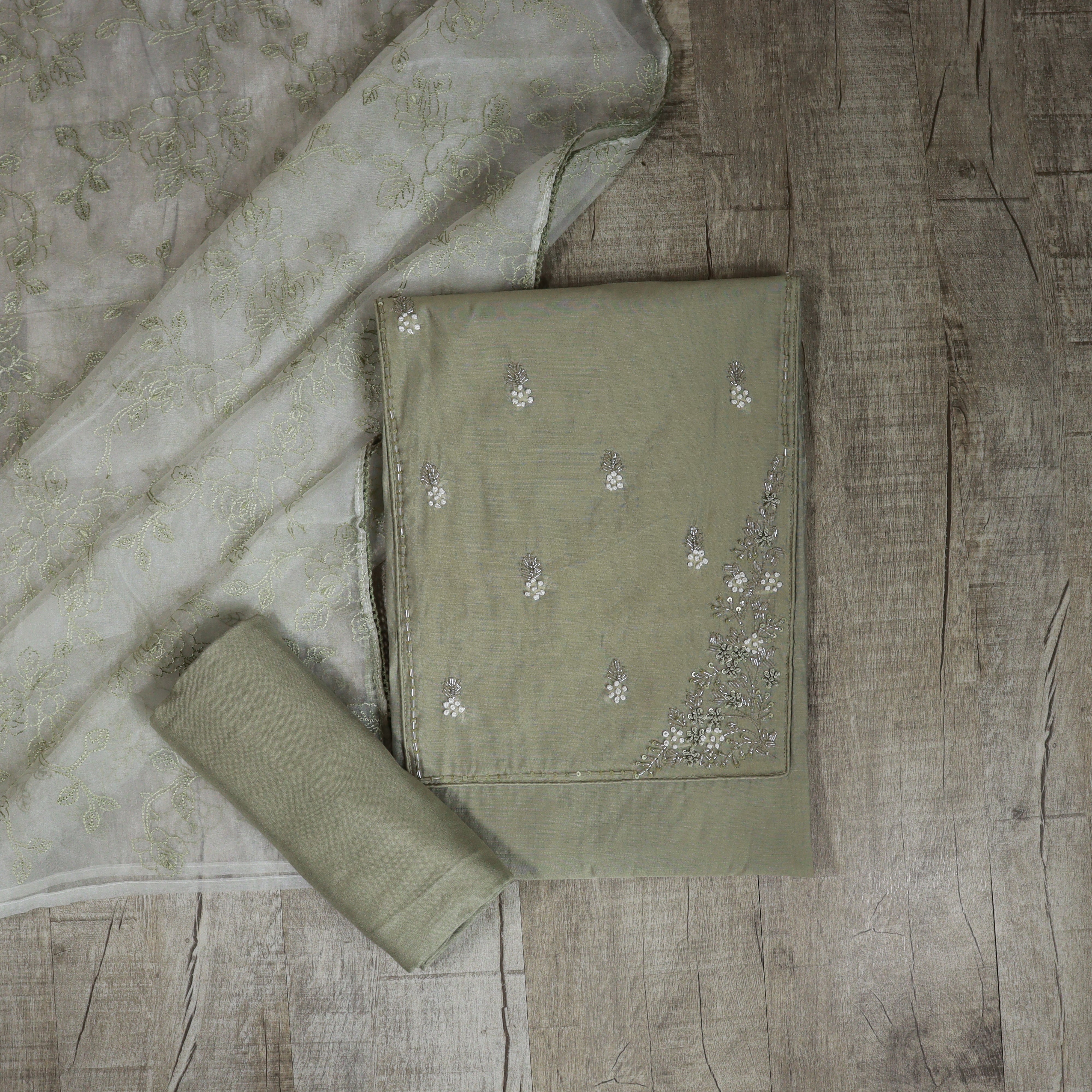 Load image into Gallery viewer, Chanderi Silk Unstitched Suit - 4048